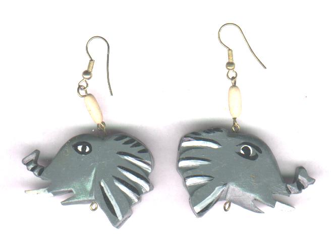Wooden Elephant Head Earrings