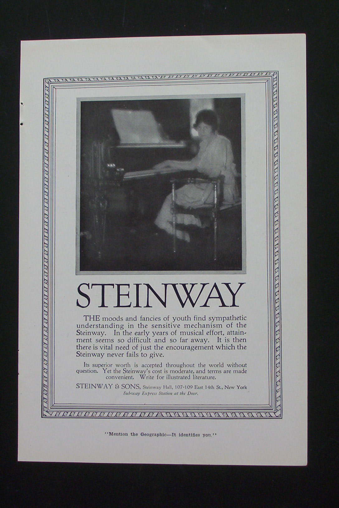 1916 Steinway Piano with Woman at the Piano