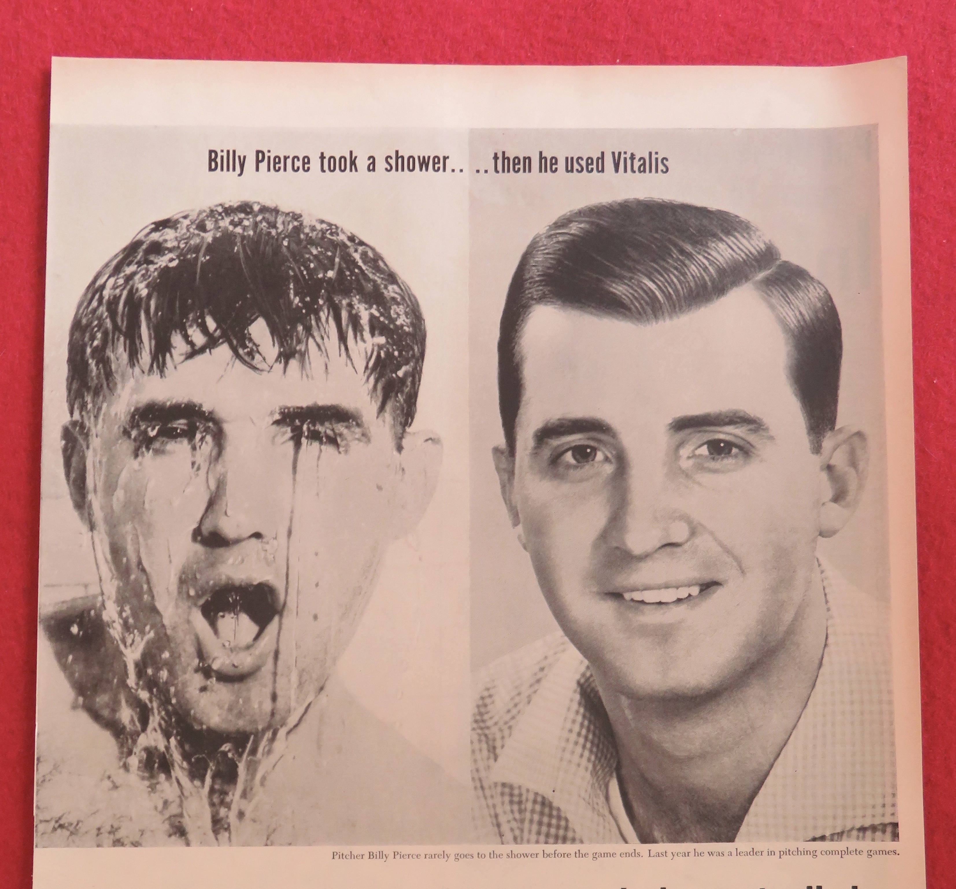 1957 Vitalis Hair Tonic with Pitcher Billy Pierce