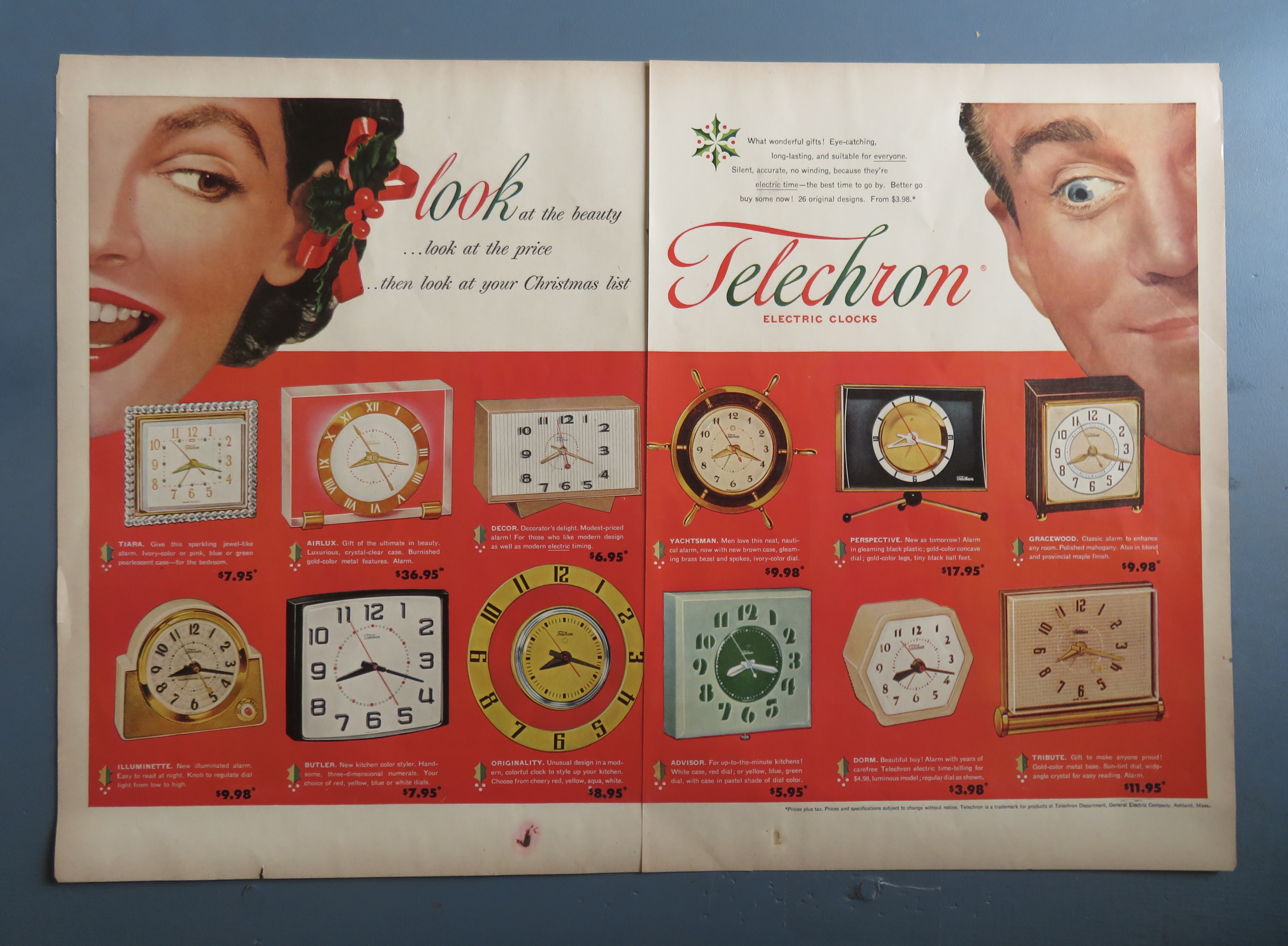 1953 Telechron Electric Clocks with Man & Woman