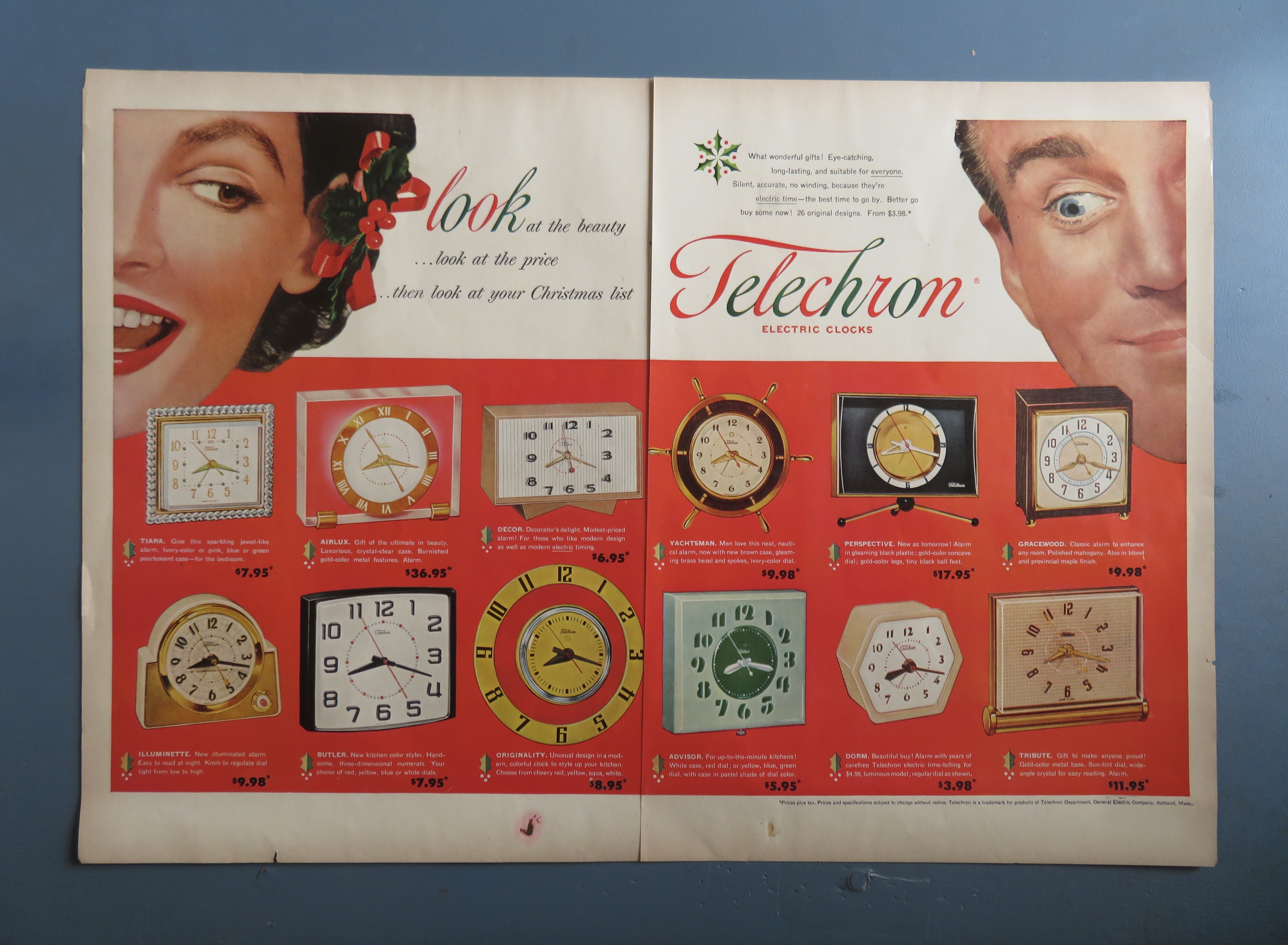1953 Telechron Electric Clocks with Man & Woman