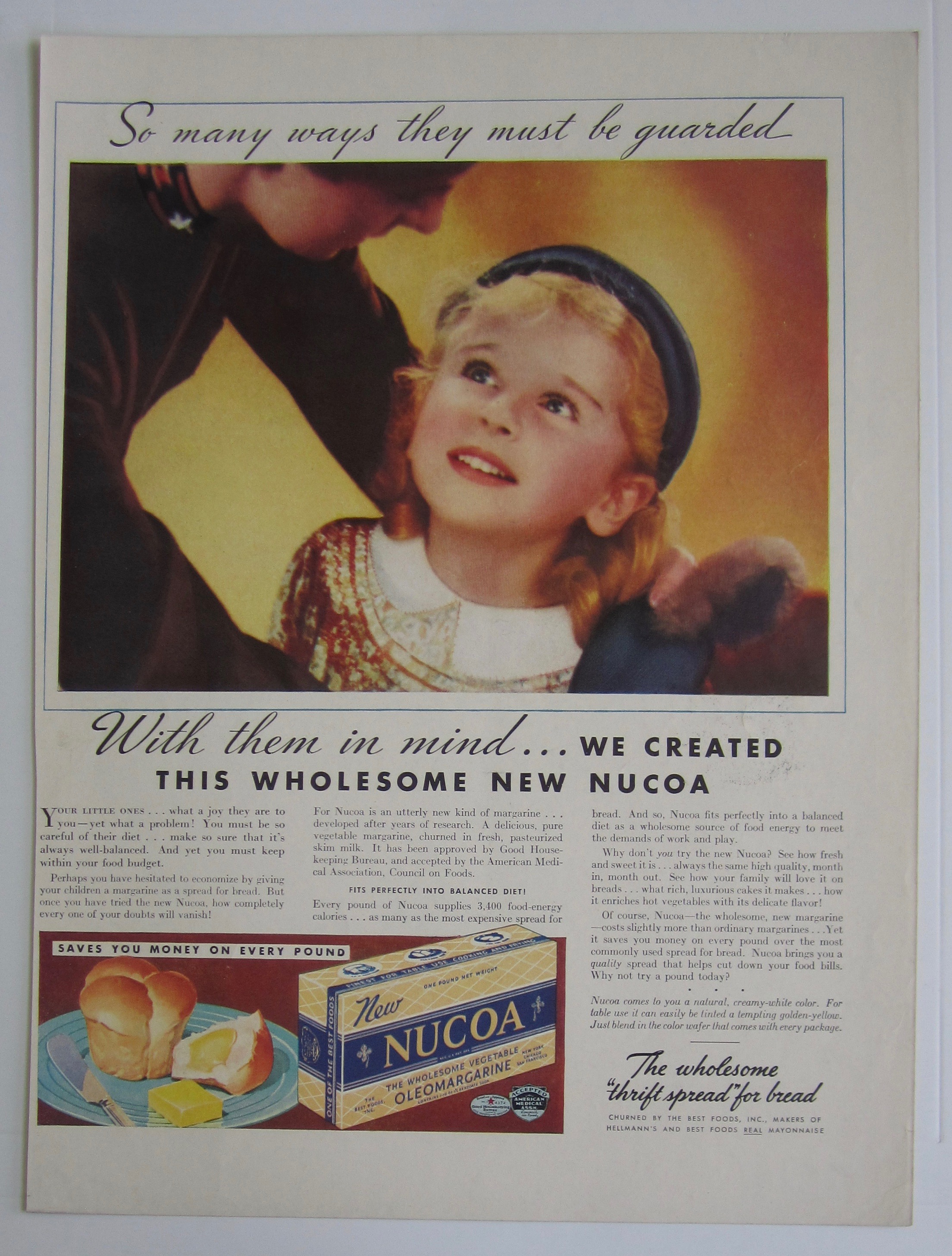 1937 Nucoa Margarine with Little Girl Smiling