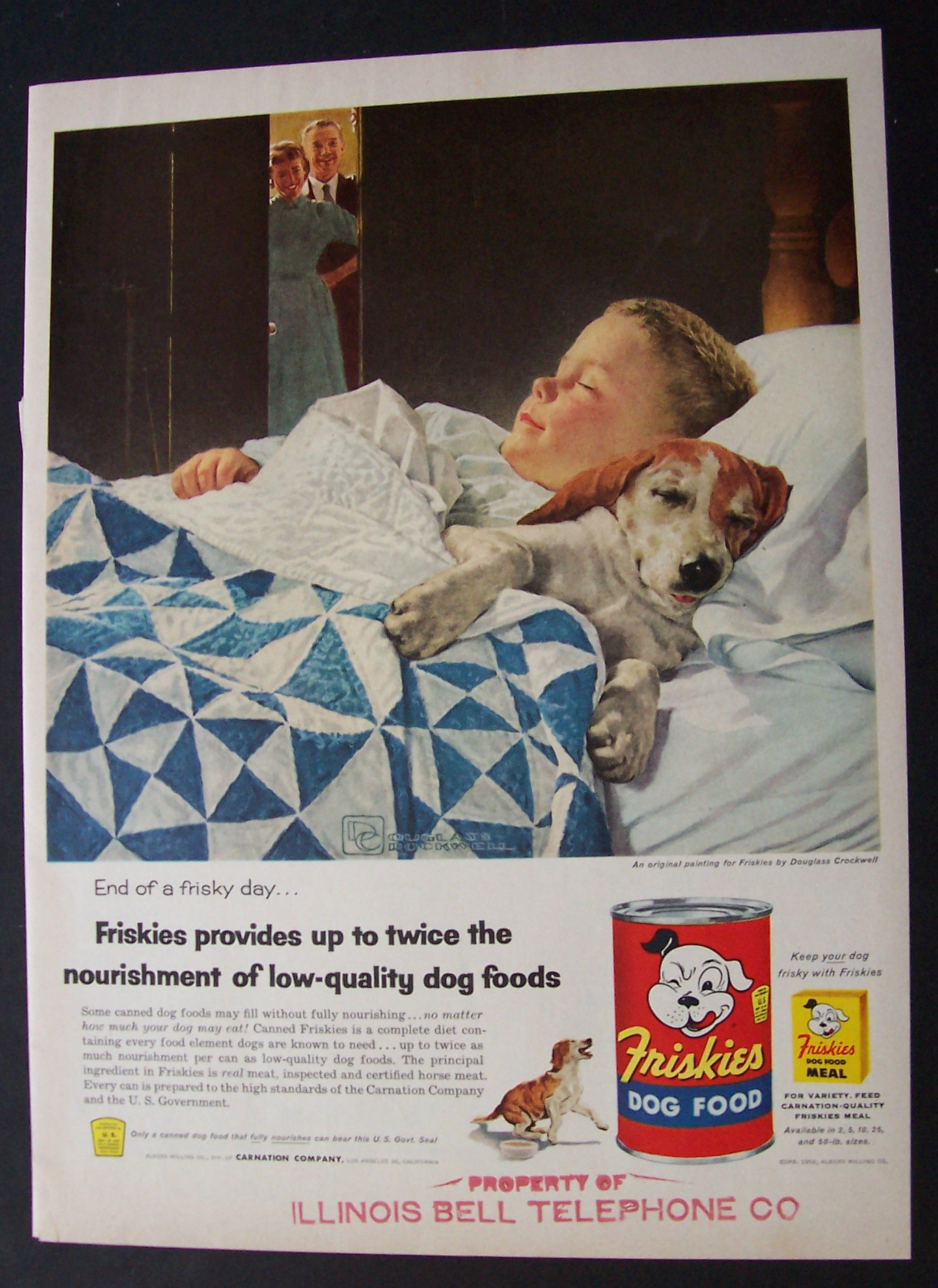 1956 Friskies Dog Food By Douglas Crockwell w/Boy & Dog