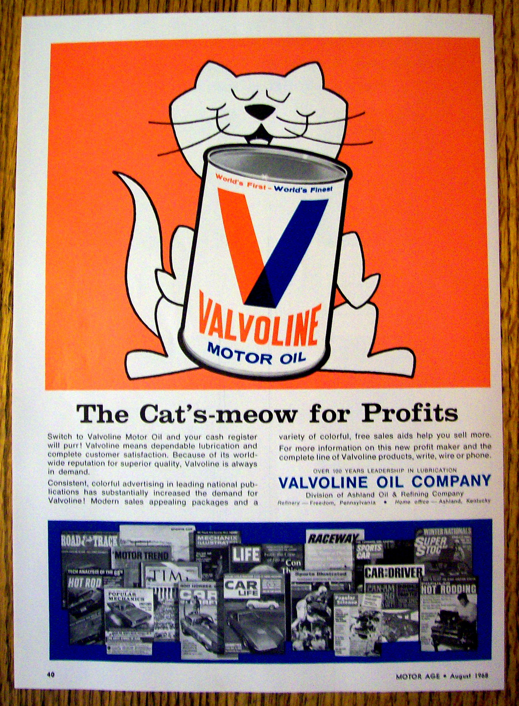 1968 Valvoline Motor Oil with Cat's Meow