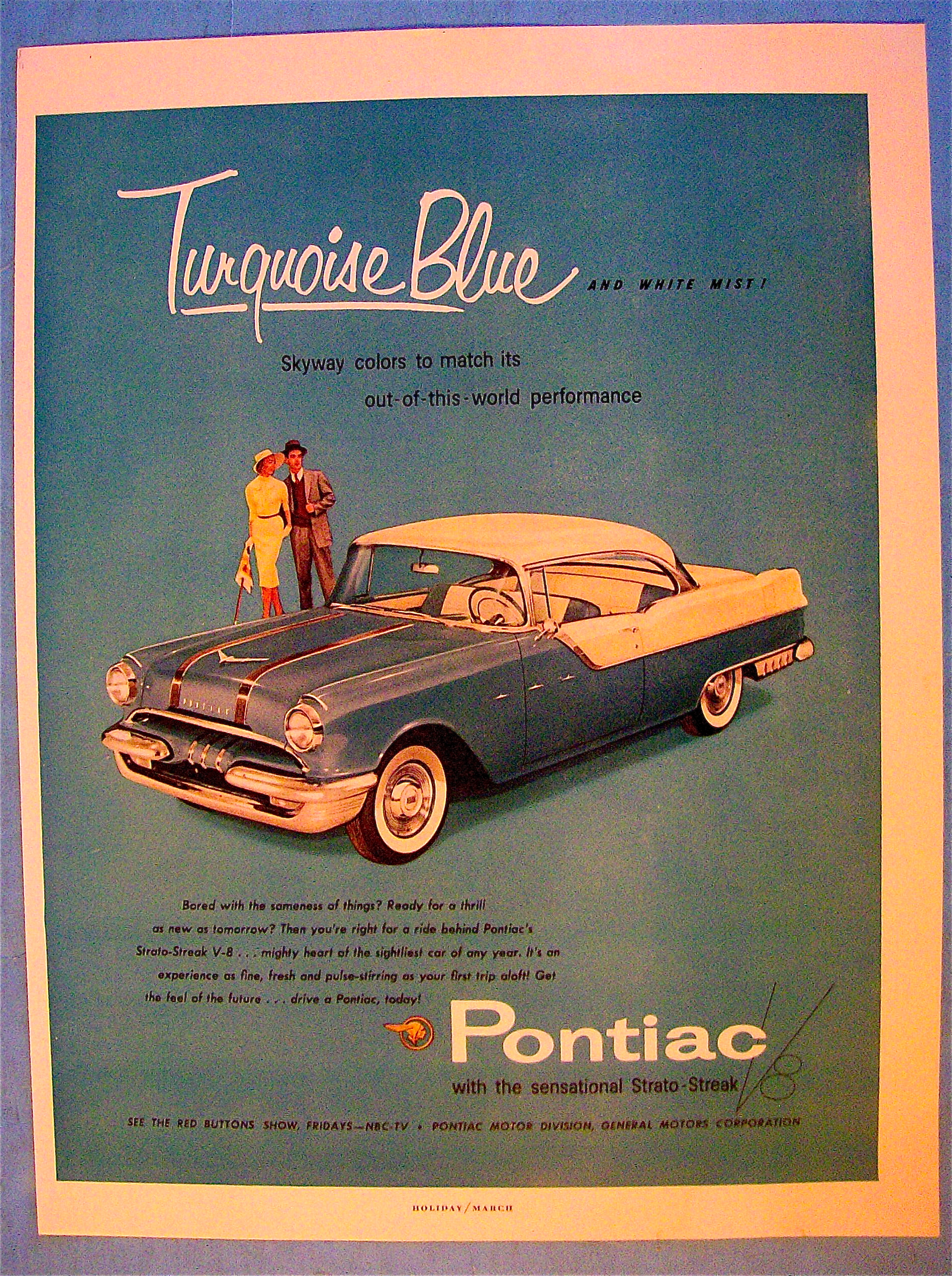 1955 Pontiac with Turquoise Blue & White Mist