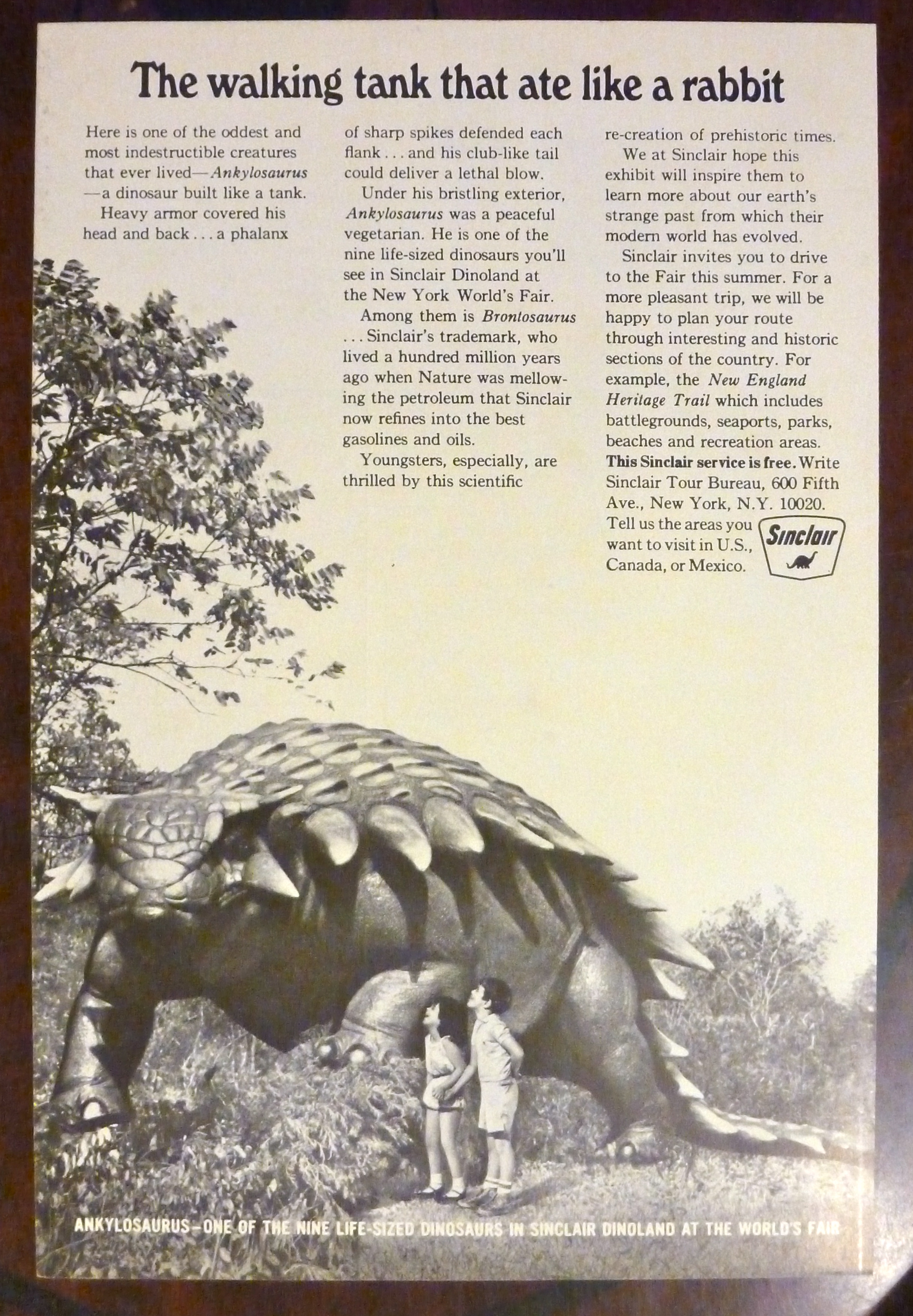 1965 Sinclair with Children Looking at a Dinosaur