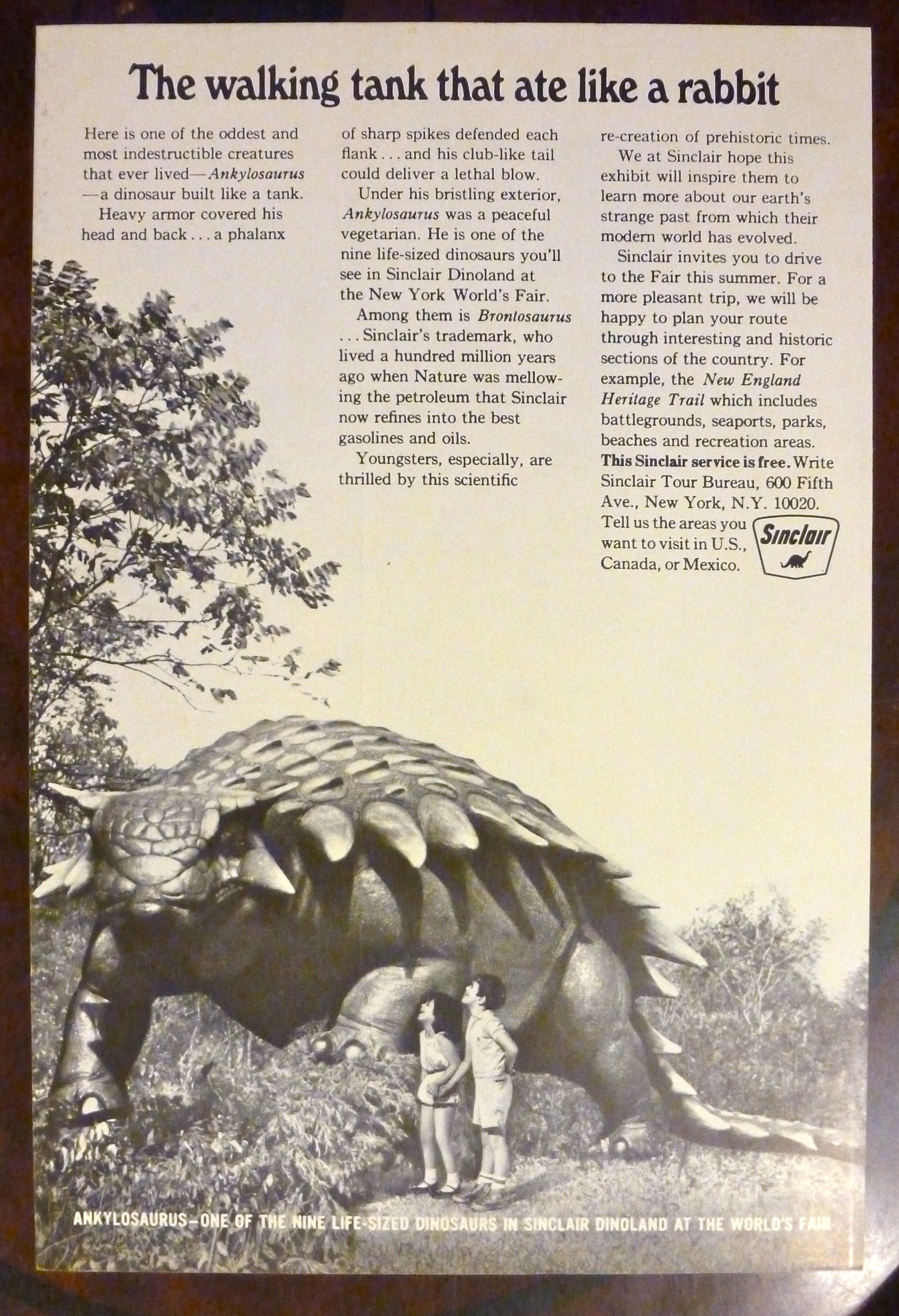 1965 Sinclair with Children Looking at a Dinosaur