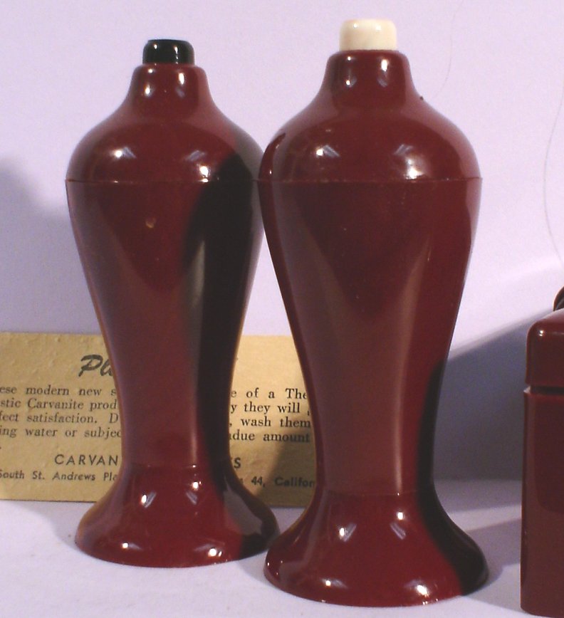 Carvanite Plastic Salt and Pepper Shakers