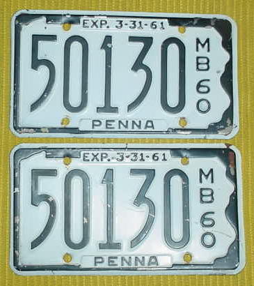 1960 Pr. of Pennsylvania Boat License Plates