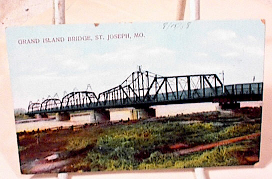 Grand Island Bridge Postcard~St Jo~MO