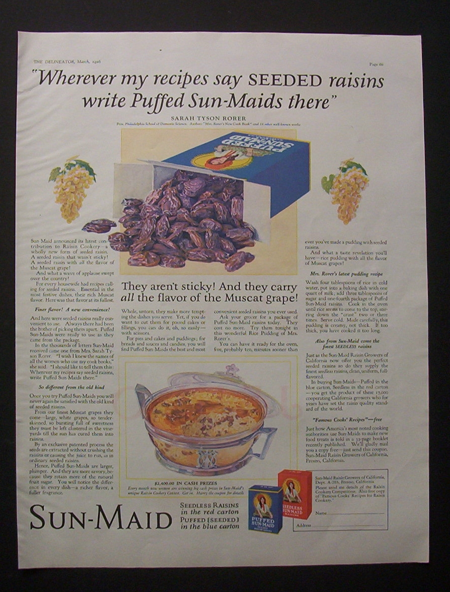 Vintage Ad : 1926 Jell-O & Sun Maid Raisins