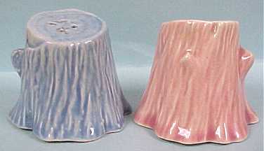1950s Pastel Pottery Tree Stump S/P Shakers