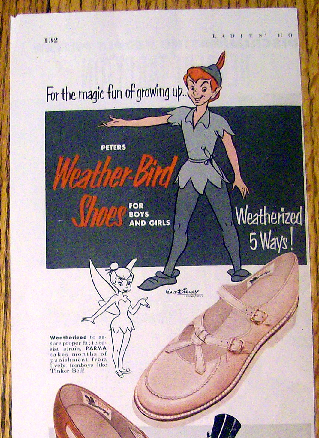 Vintage Ad: 1953 Peters Weather Bird Shoes w/ Peter Pan