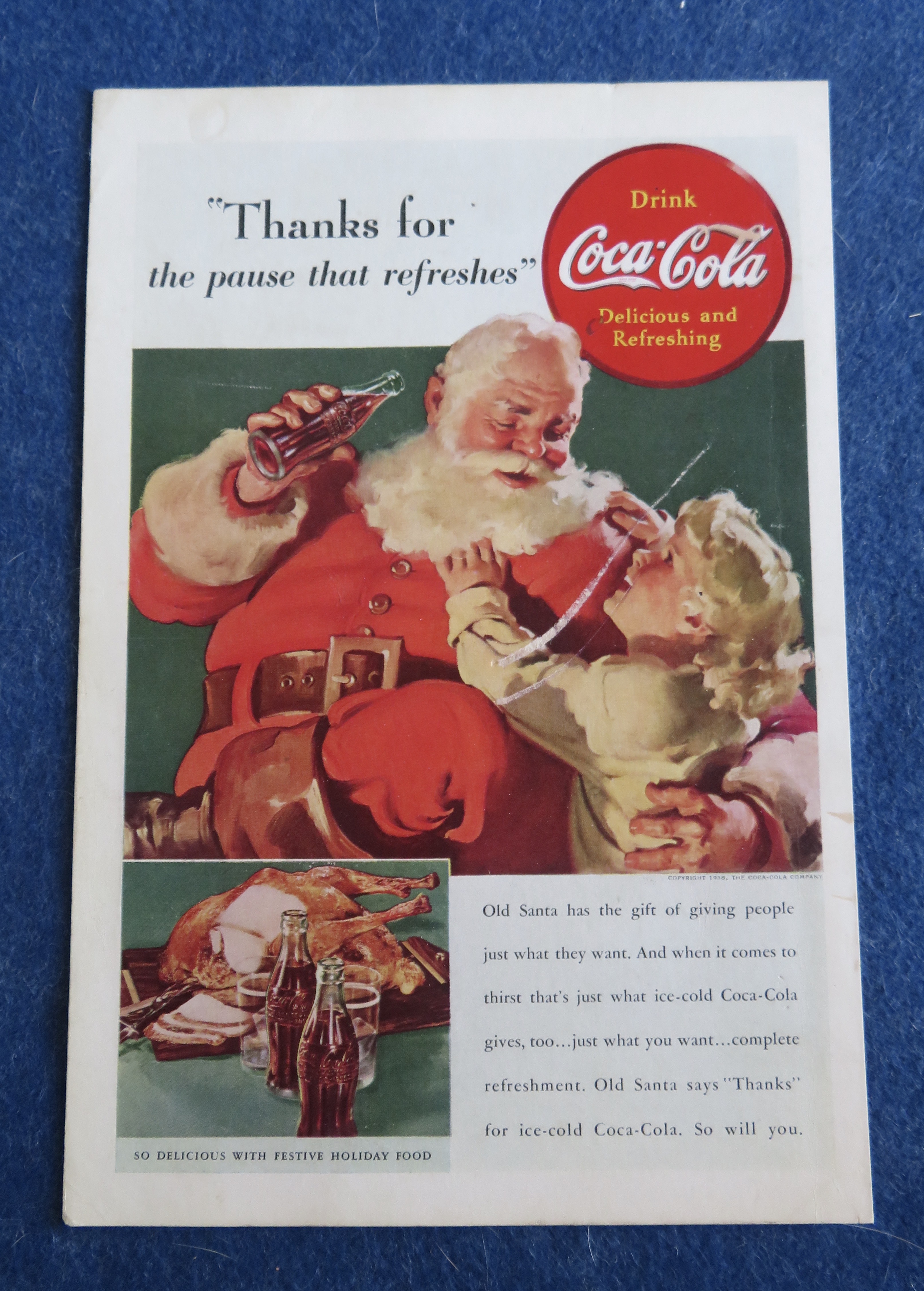 1938 Coca-Cola (Coke) with Santa Claus & Little Girl