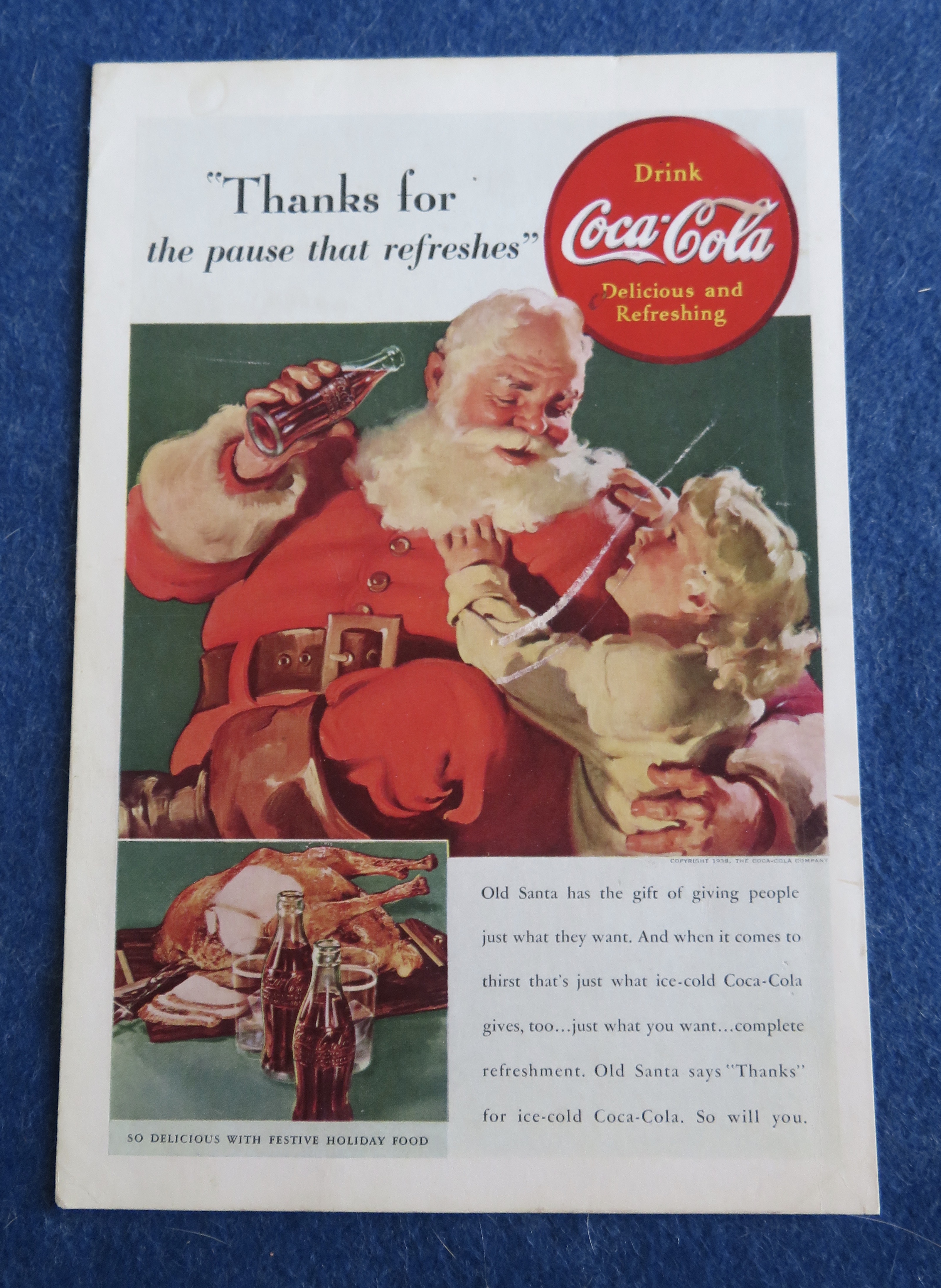 1938 Coca-Cola (Coke) with Santa Claus & Little Girl