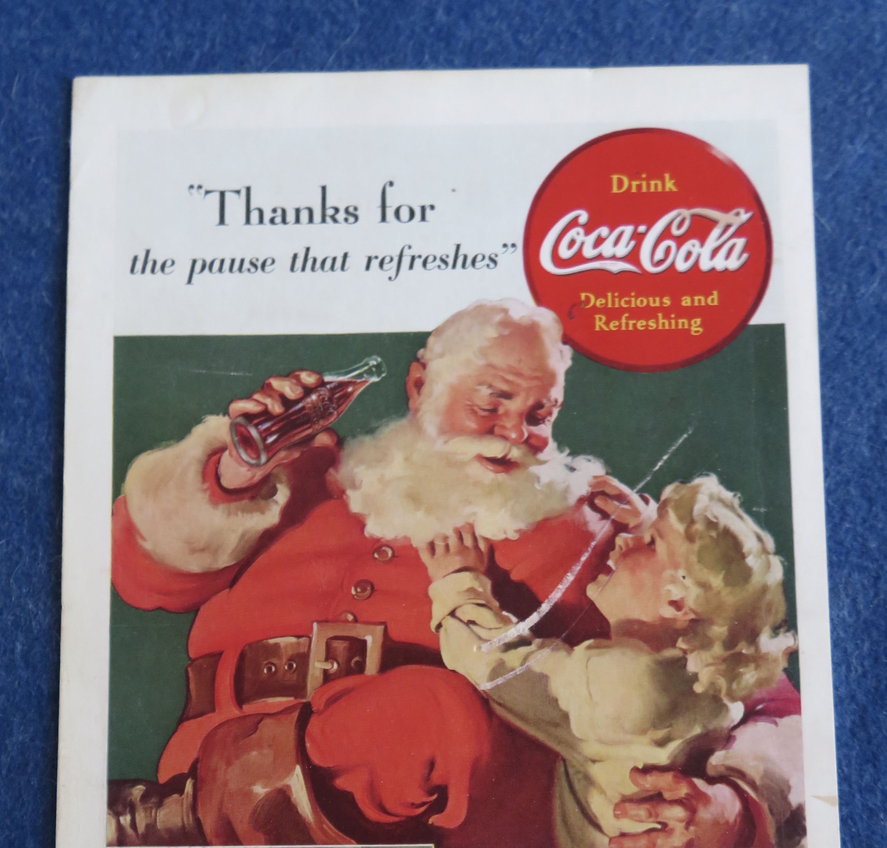 1938 Coca-Cola (Coke) with Santa Claus & Little Girl