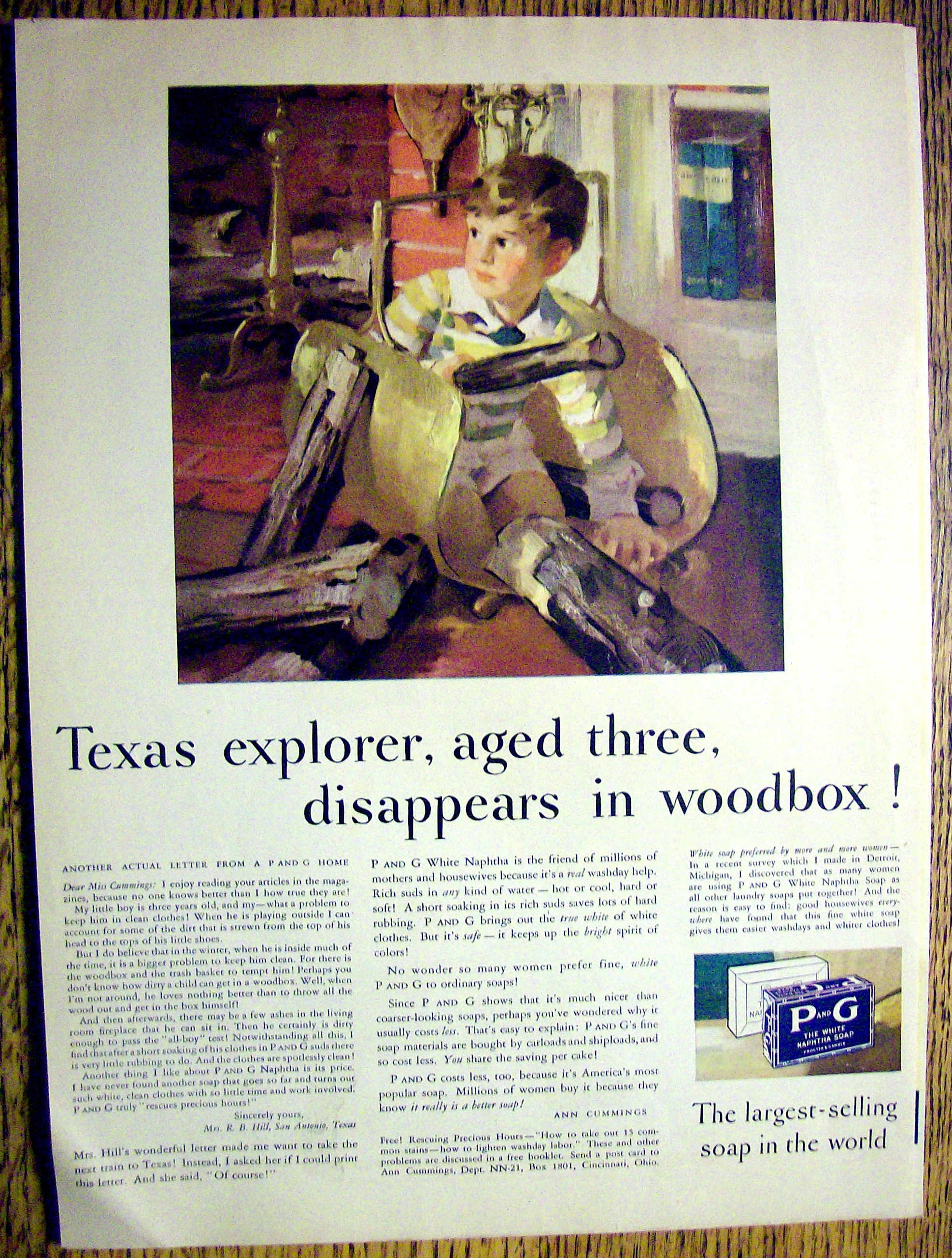 1931 P and G The White Naptha Soap w/Boy in Tray