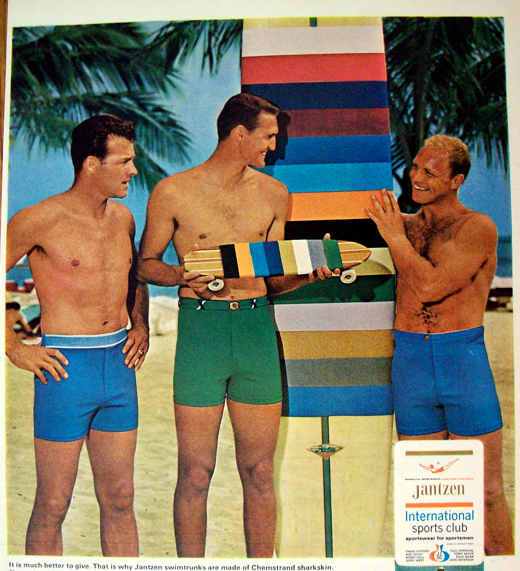 1966 Jantzen Swim Trunks w/Frank Gifford & Jerry West
