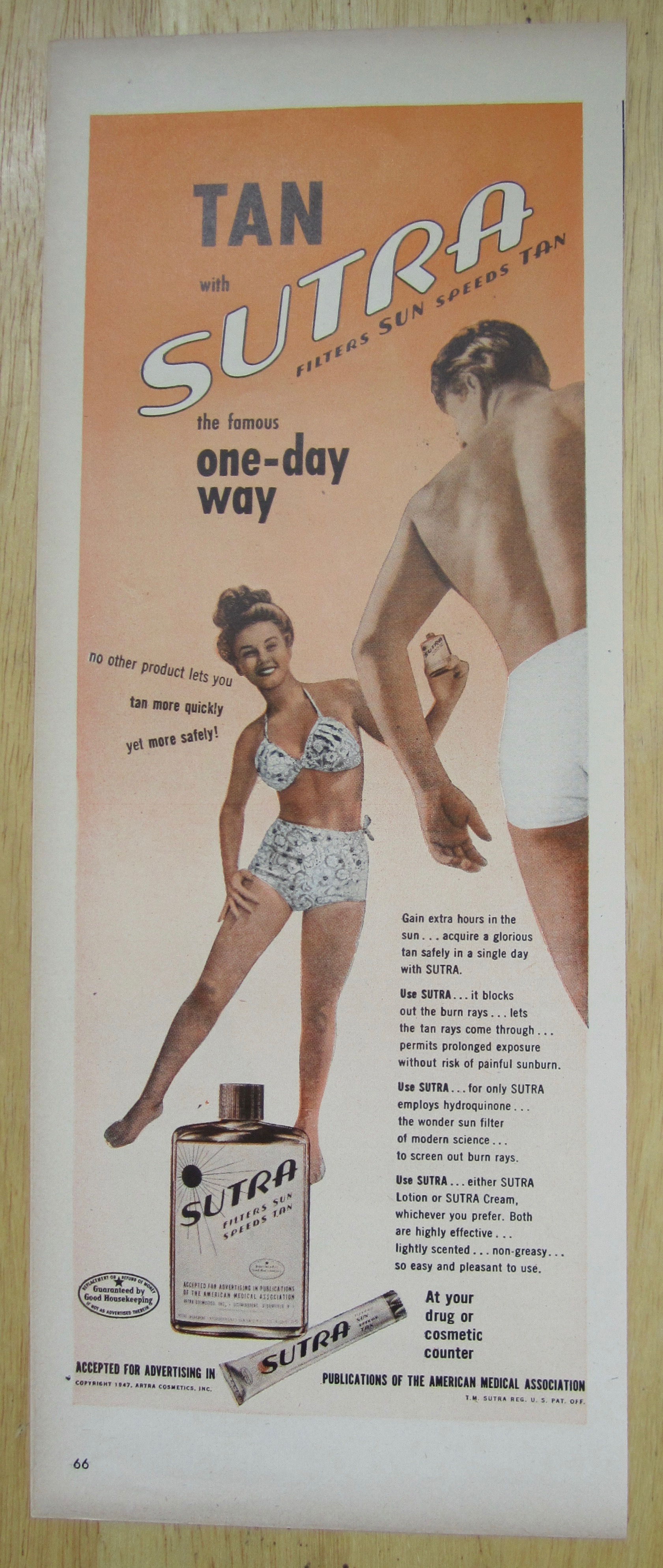 1947 Sutra Tan with Woman in Bathing Suit