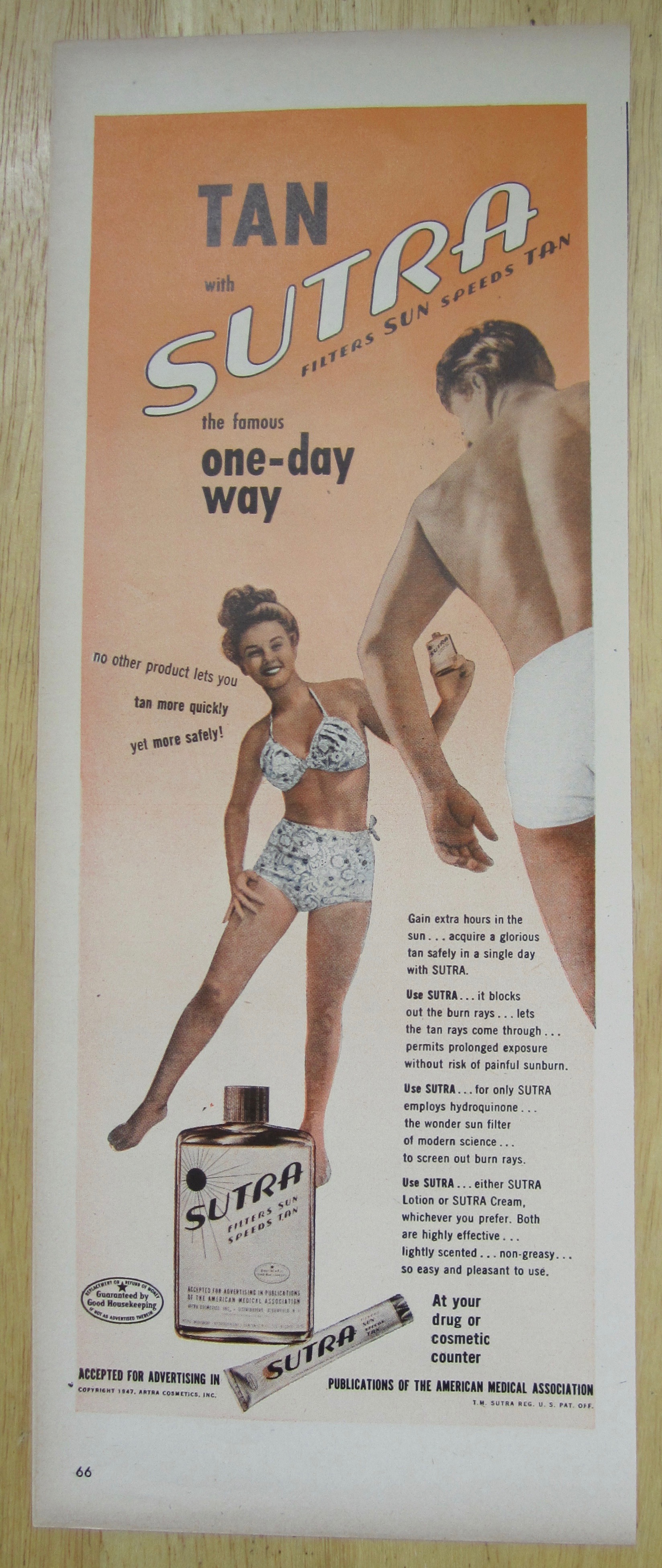 1947 Sutra Tan with Woman in Bathing Suit