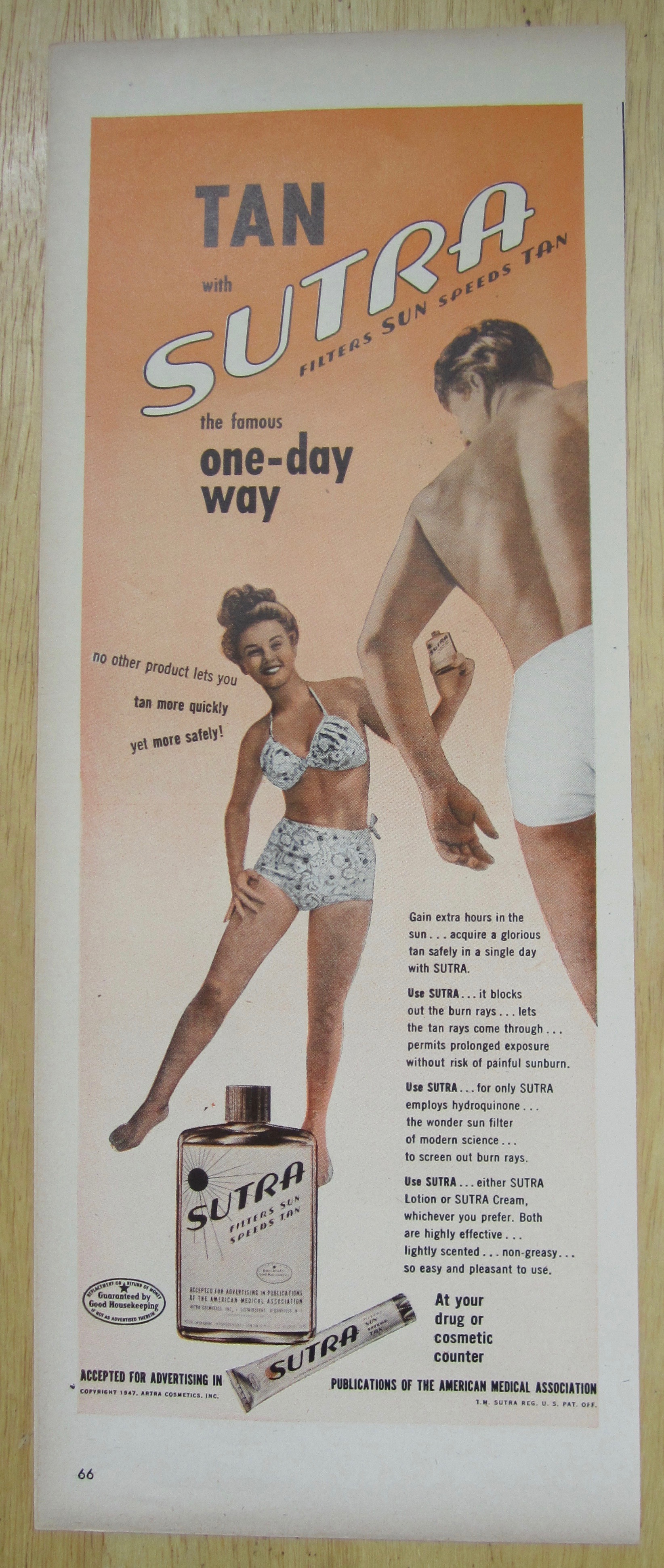 1947 Sutra Tan with Woman in Bathing Suit