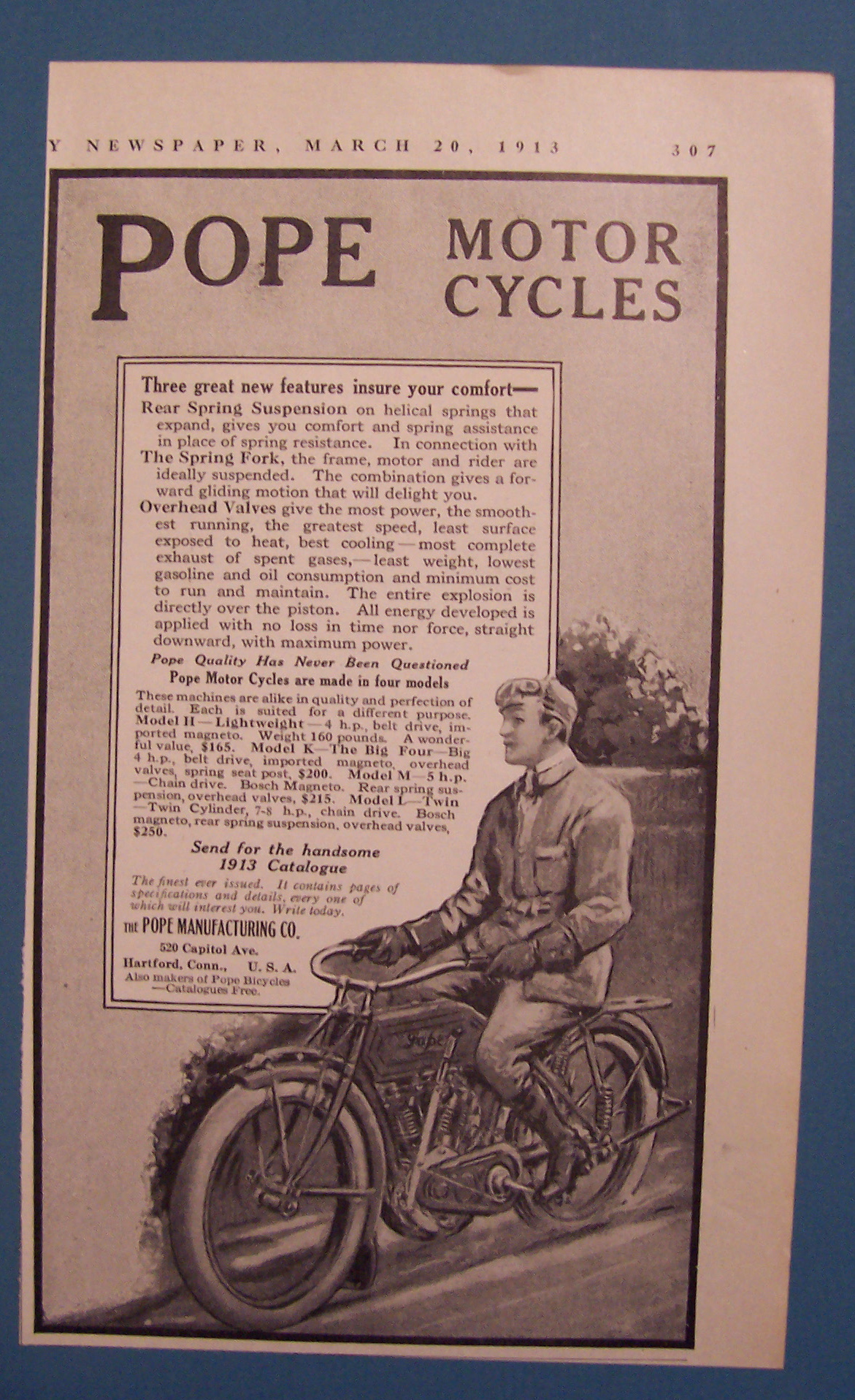 Vintage Ad: 1913  Pope  Motorcycles