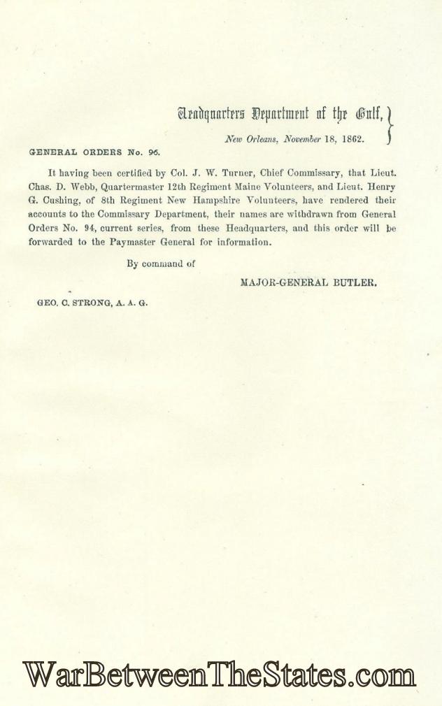 Orders From Headquarters Department of the Gulf