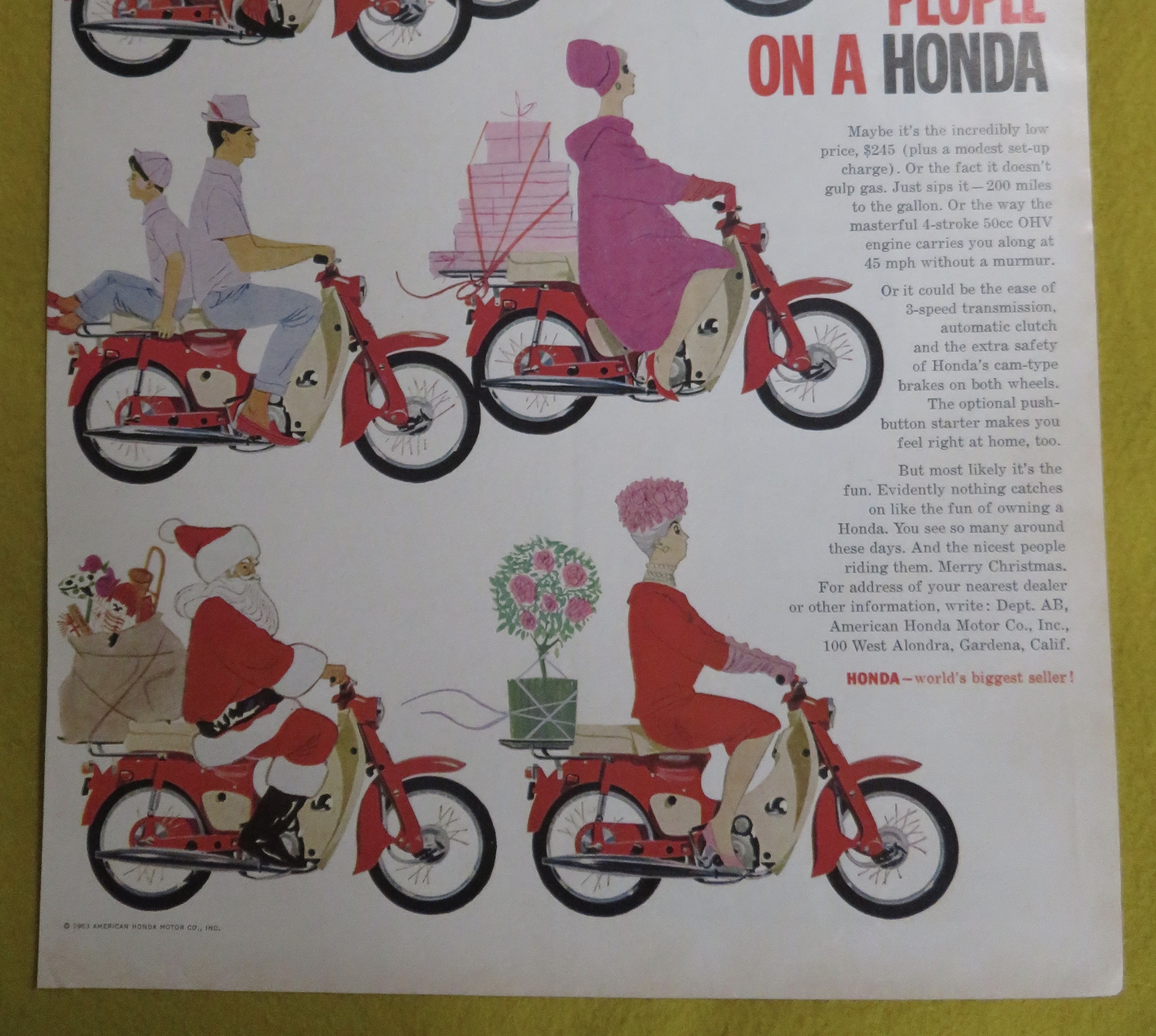 1963 Honda Motorcycle with People on the Hondas