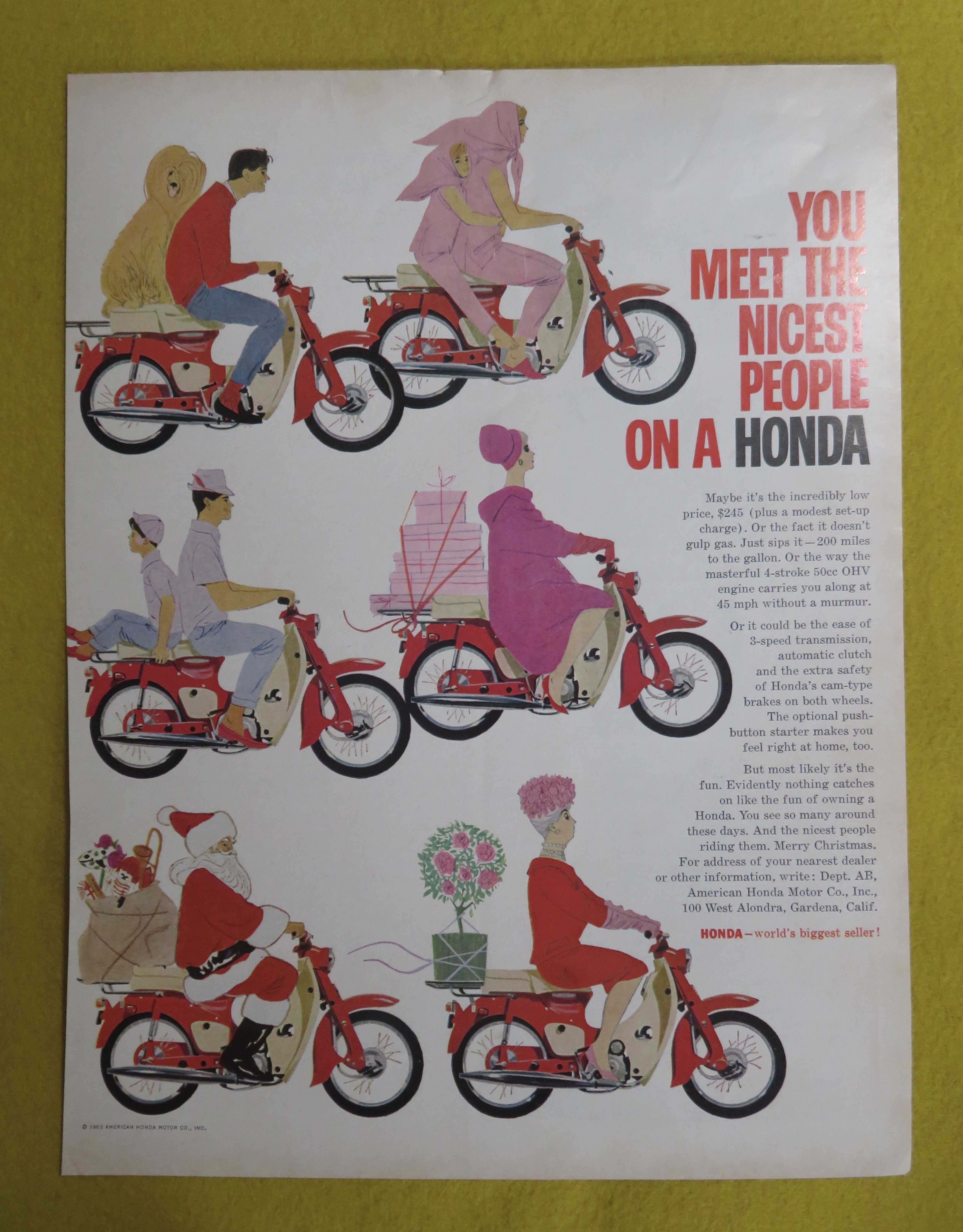 1963 Honda Motorcycle with People on the Hondas
