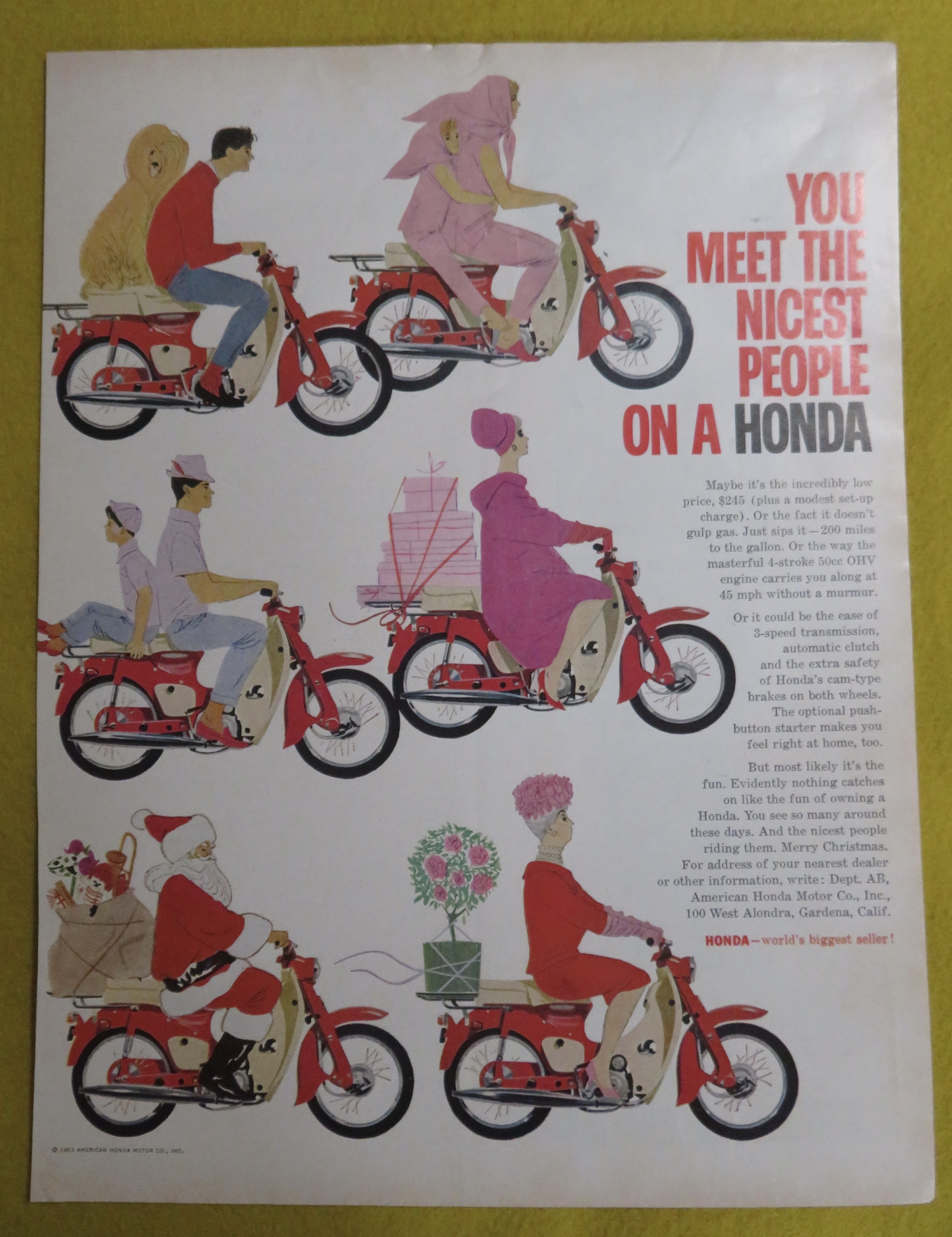 1963 Honda Motorcycle with People on the Hondas