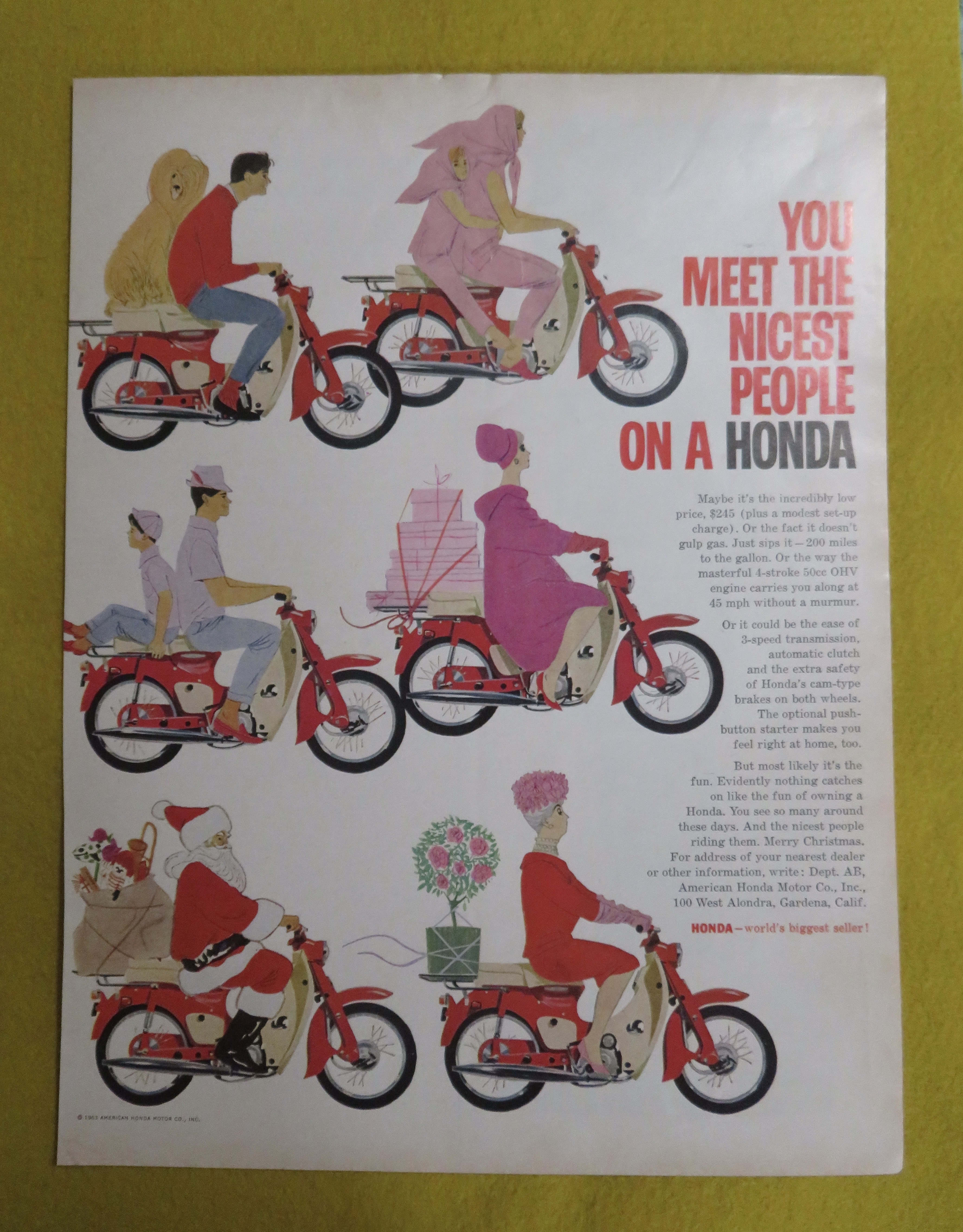 1963 Honda Motorcycle with People on the Hondas