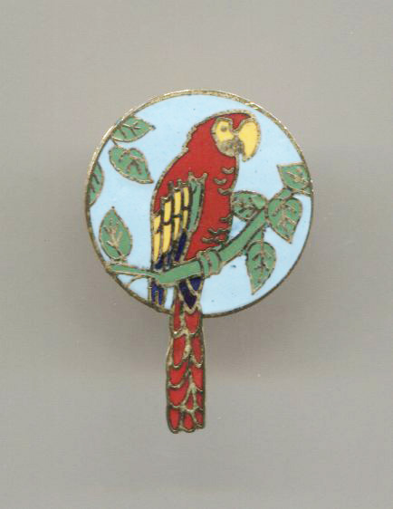 Parrot On Blue Enamel Disc Pin