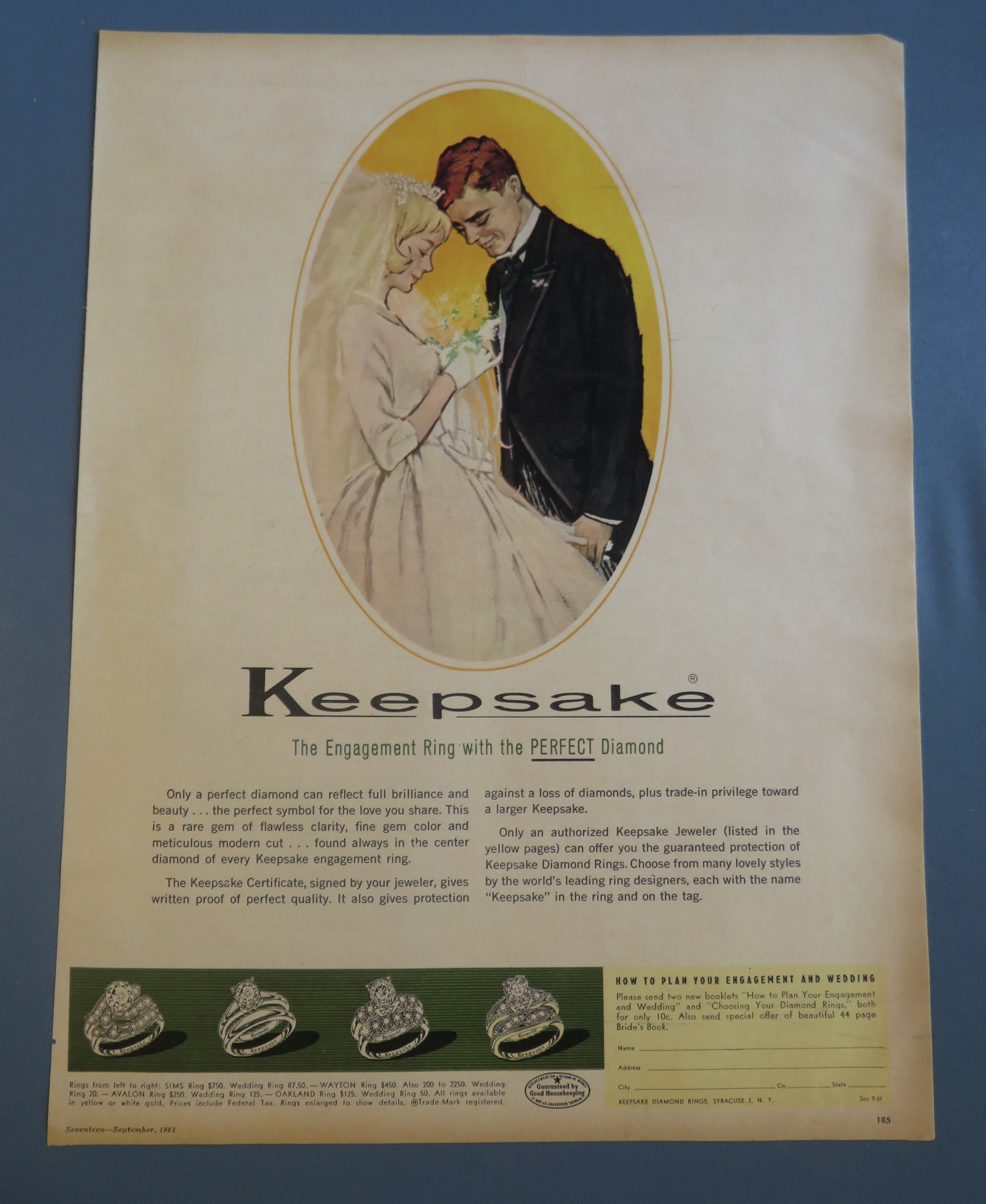 1961 Keepsake Rings with Bride & Groom