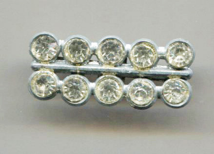 Dbl. Row Clear Rhinestones In Pot Metal Setting Pin