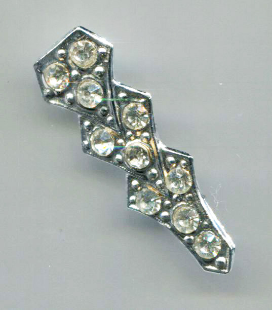 Clear Rhinestones Bar Pin, Silver Tone Setting