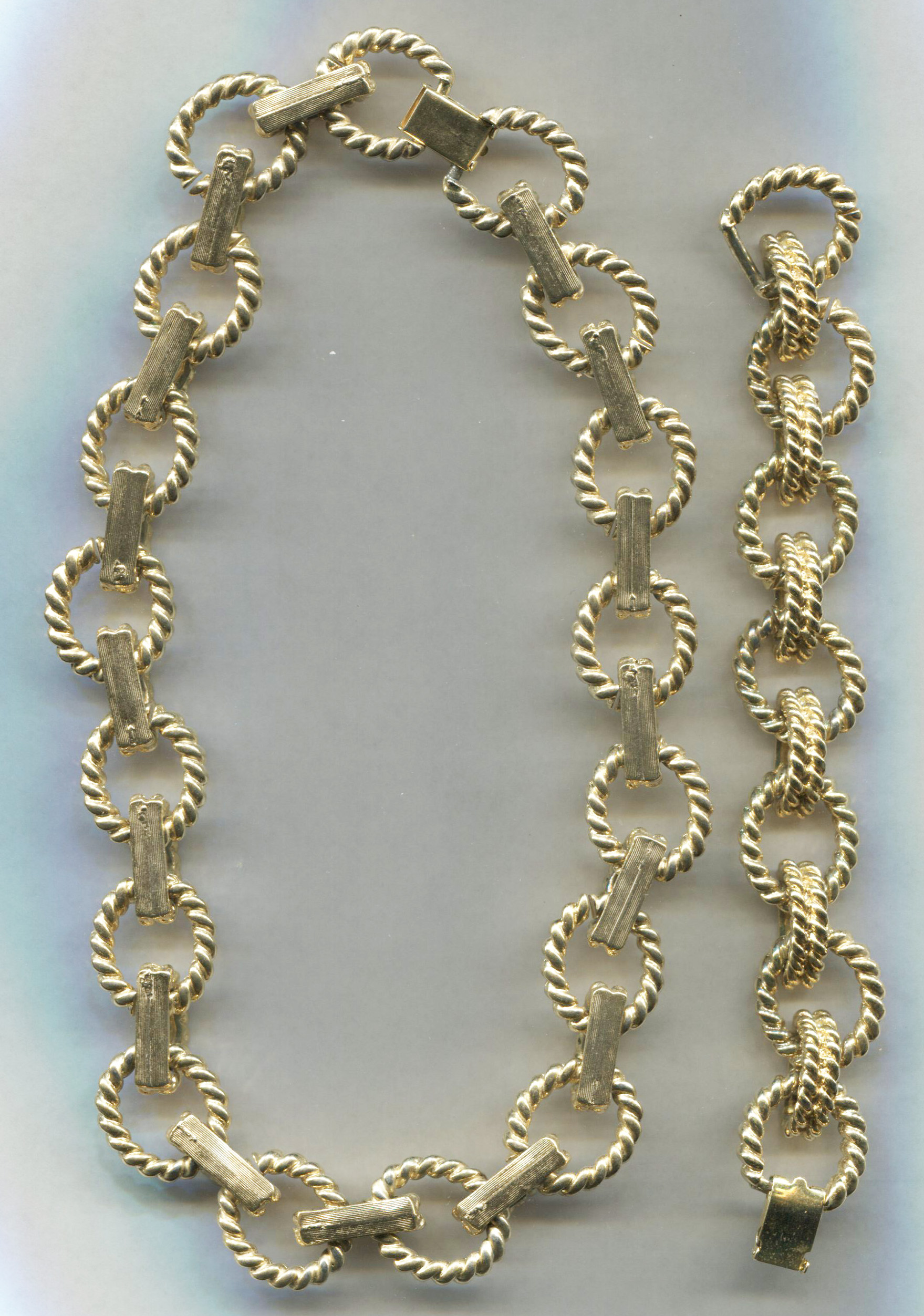 Twisted Gold Metal Circles Bracelet & Necklace Set