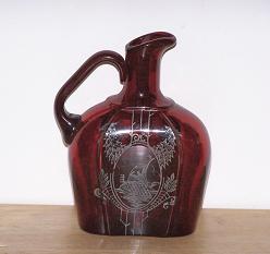 Ruby Red Glass Pitcher, Silver Overlay Sailing Ship