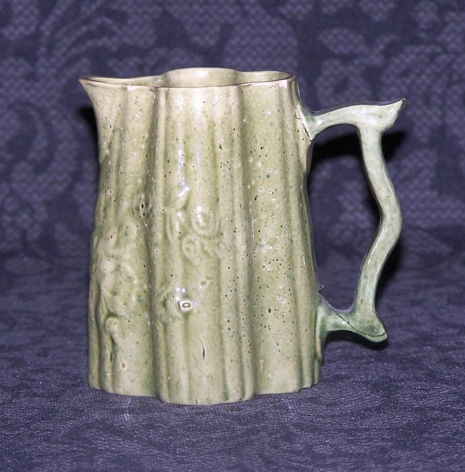 Green Ribbed Creamer