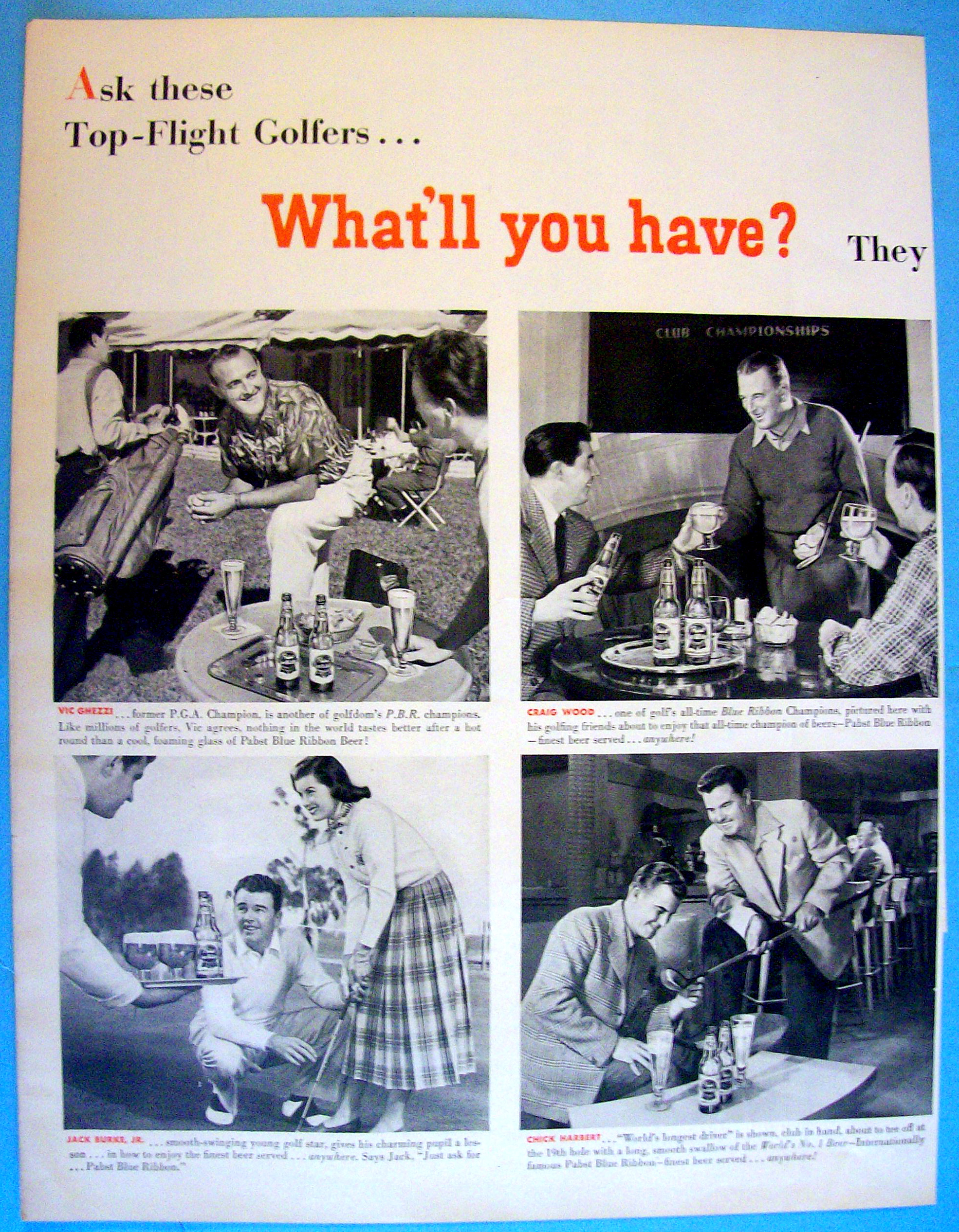 Vintage Ad: 1951 Pabst Blue Ribbon Beer w/Wood & More