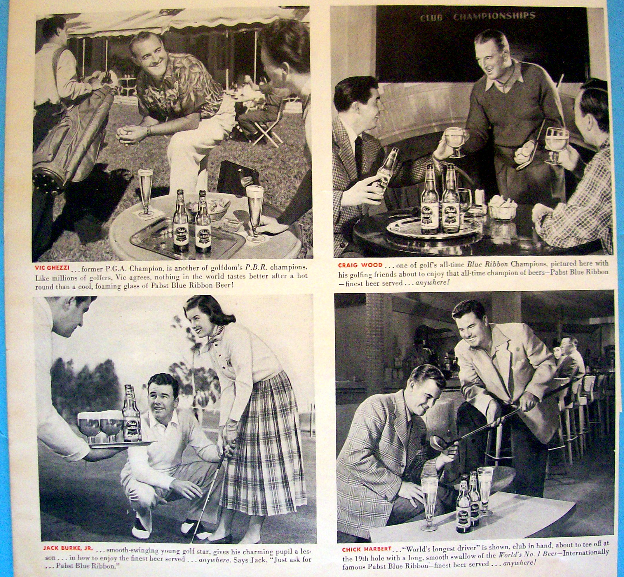 Vintage Ad: 1951 Pabst Blue Ribbon Beer w/Wood & More
