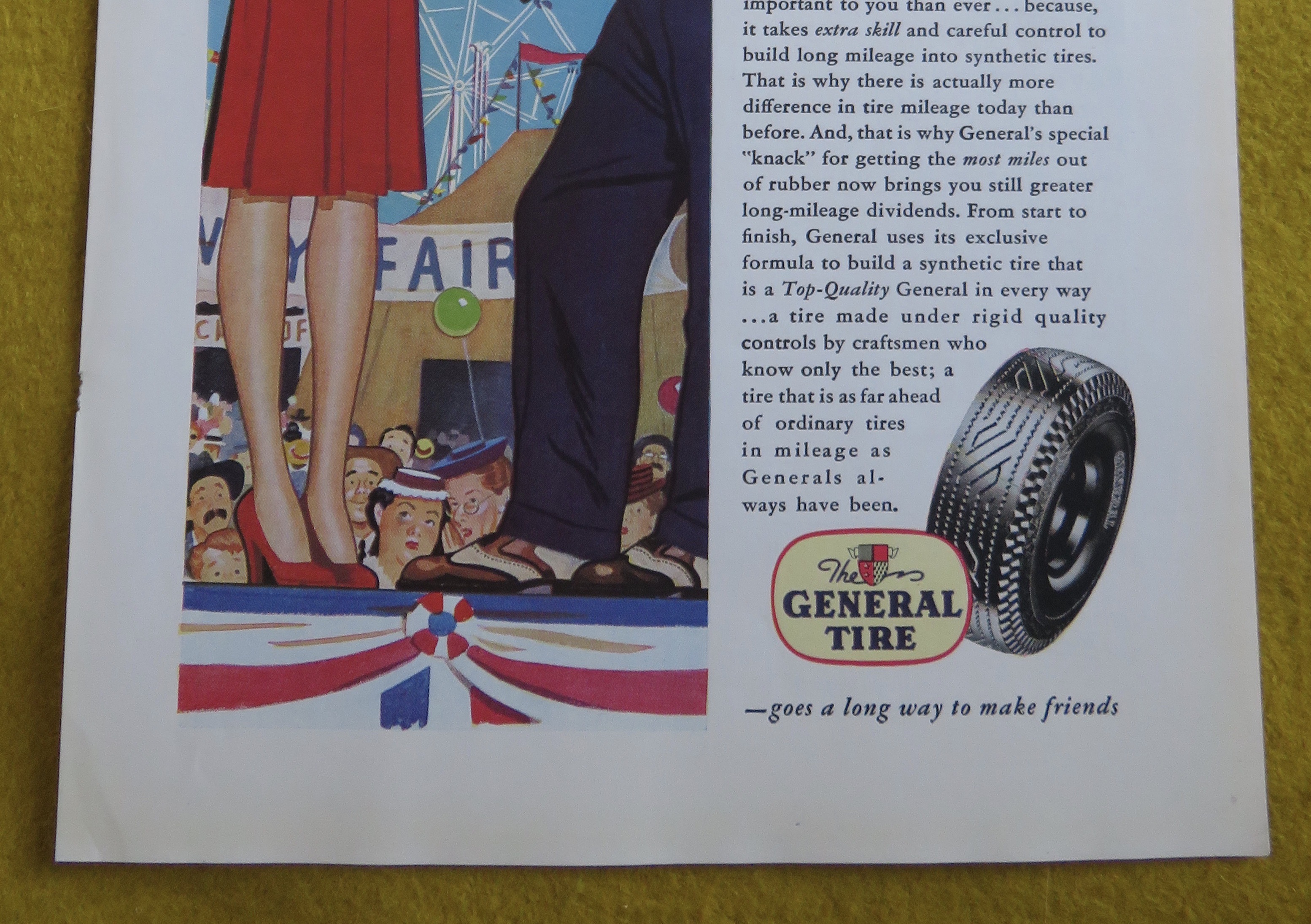 1945 General Tires with Woman Getting Ribbon For Cake