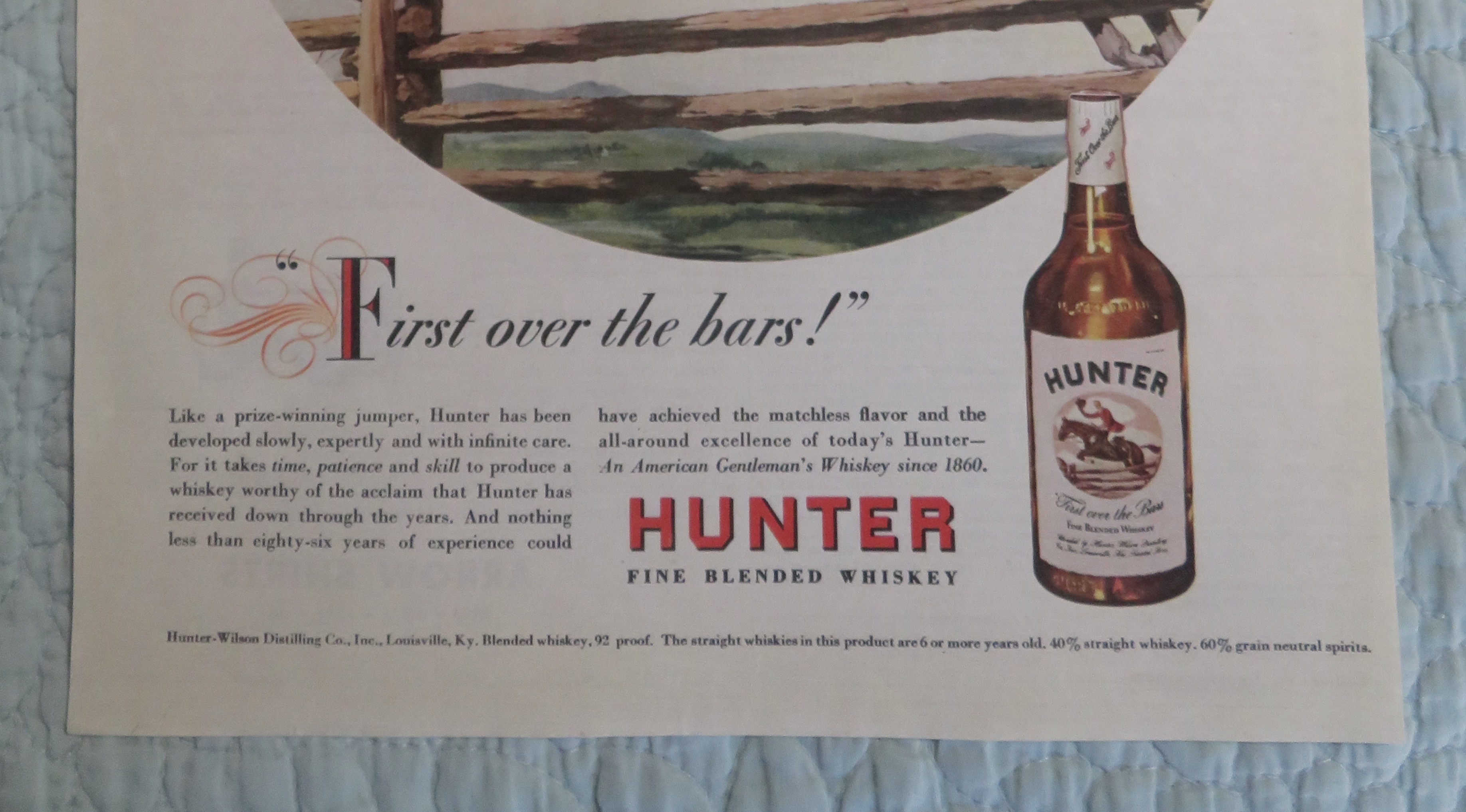 1947 Hunter Whiskey with Man Riding on a Horse