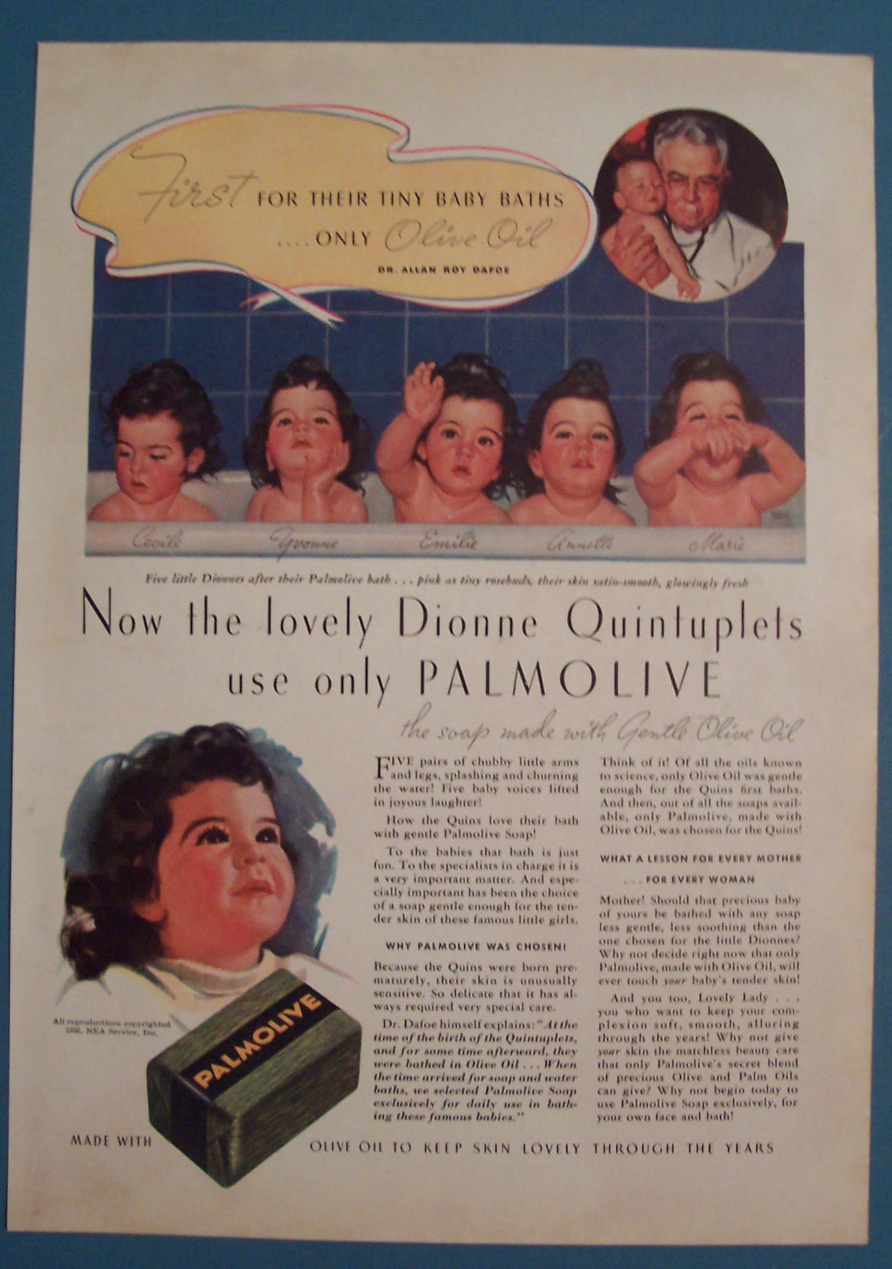 Vintage Ad: 1936 Palmolive Soap w/ Dionne Quints