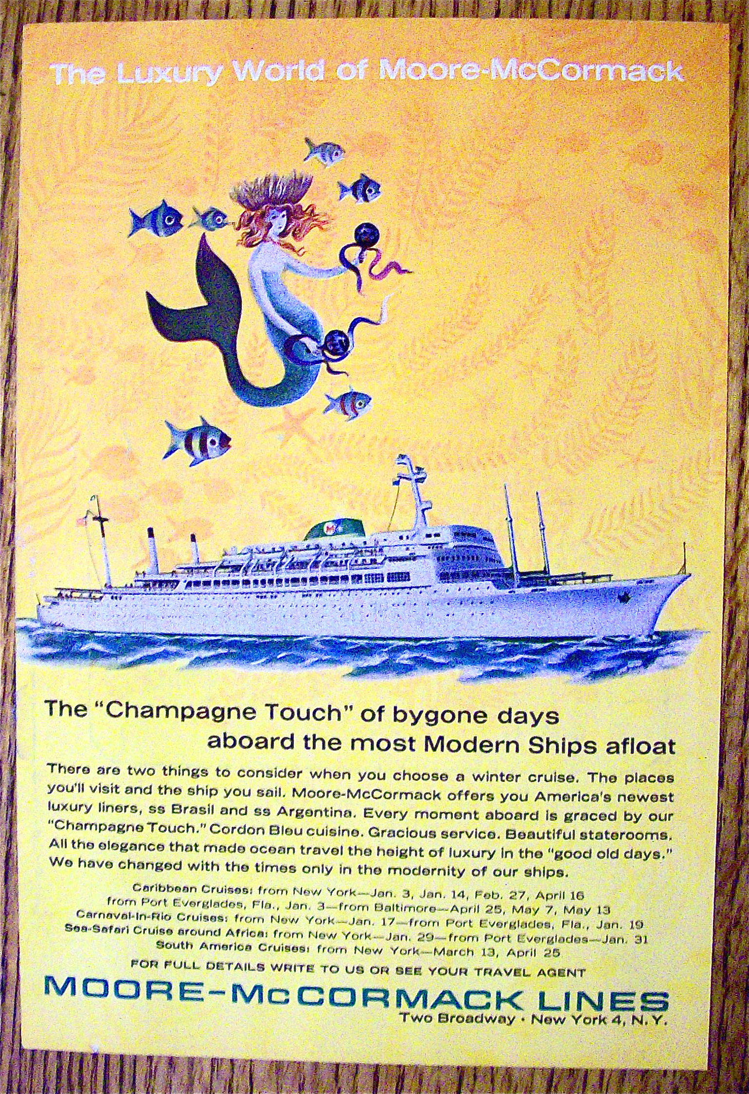 1964 Moore-McCormack Lines with Mermaid & Fish