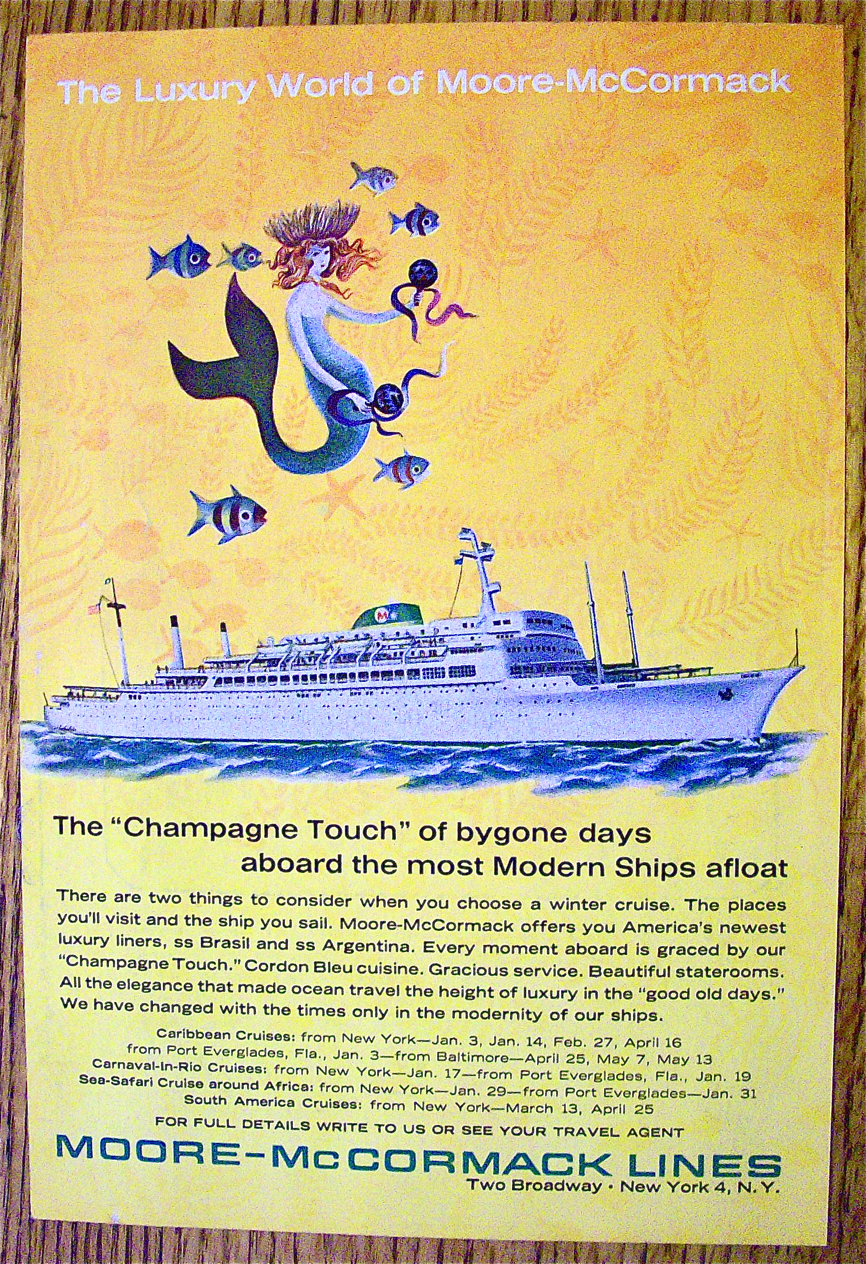 1964 Moore-McCormack Lines with Mermaid & Fish