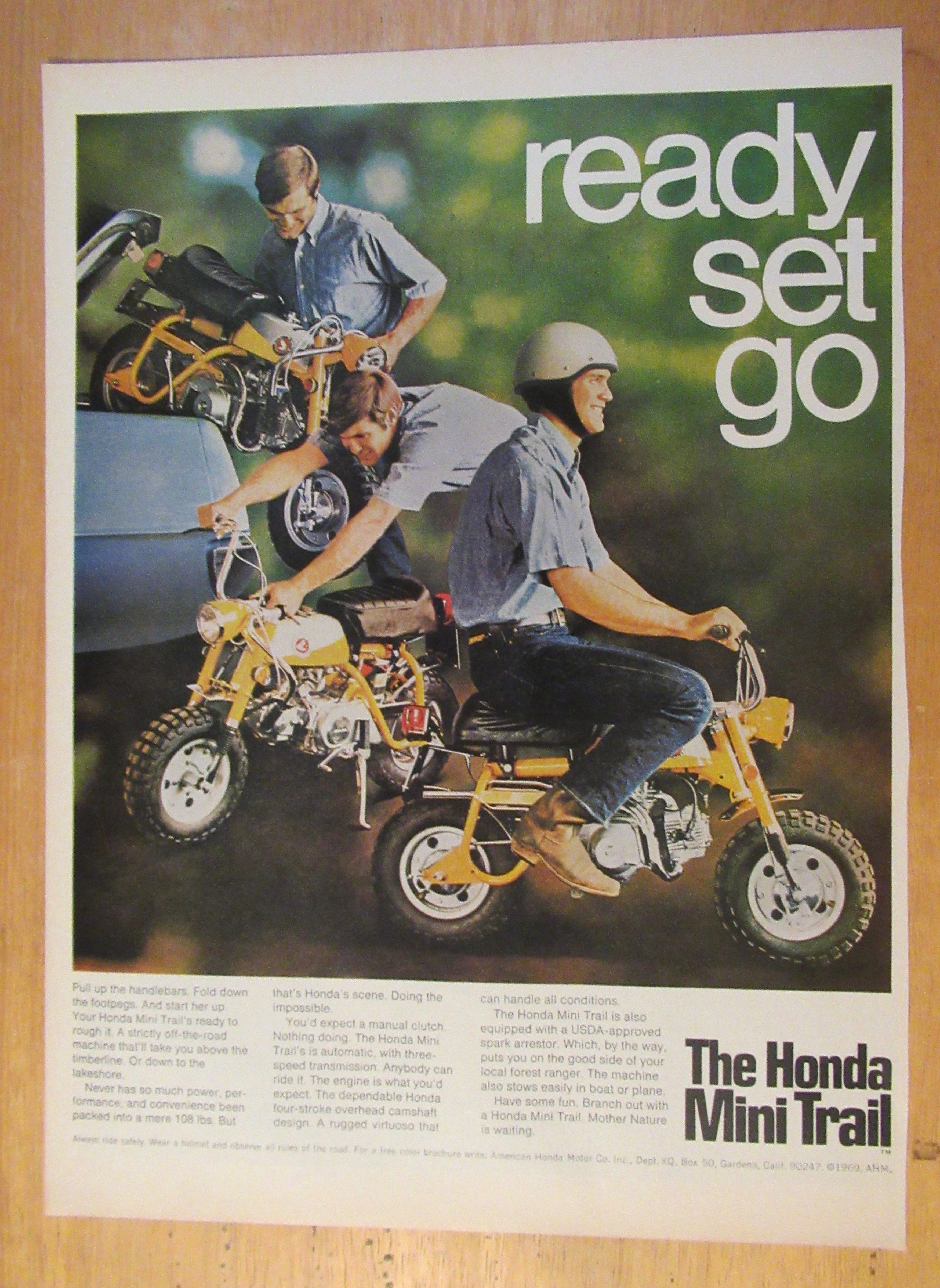 1969 Honda Mini Trail Motorcycle w/ Man on Bike