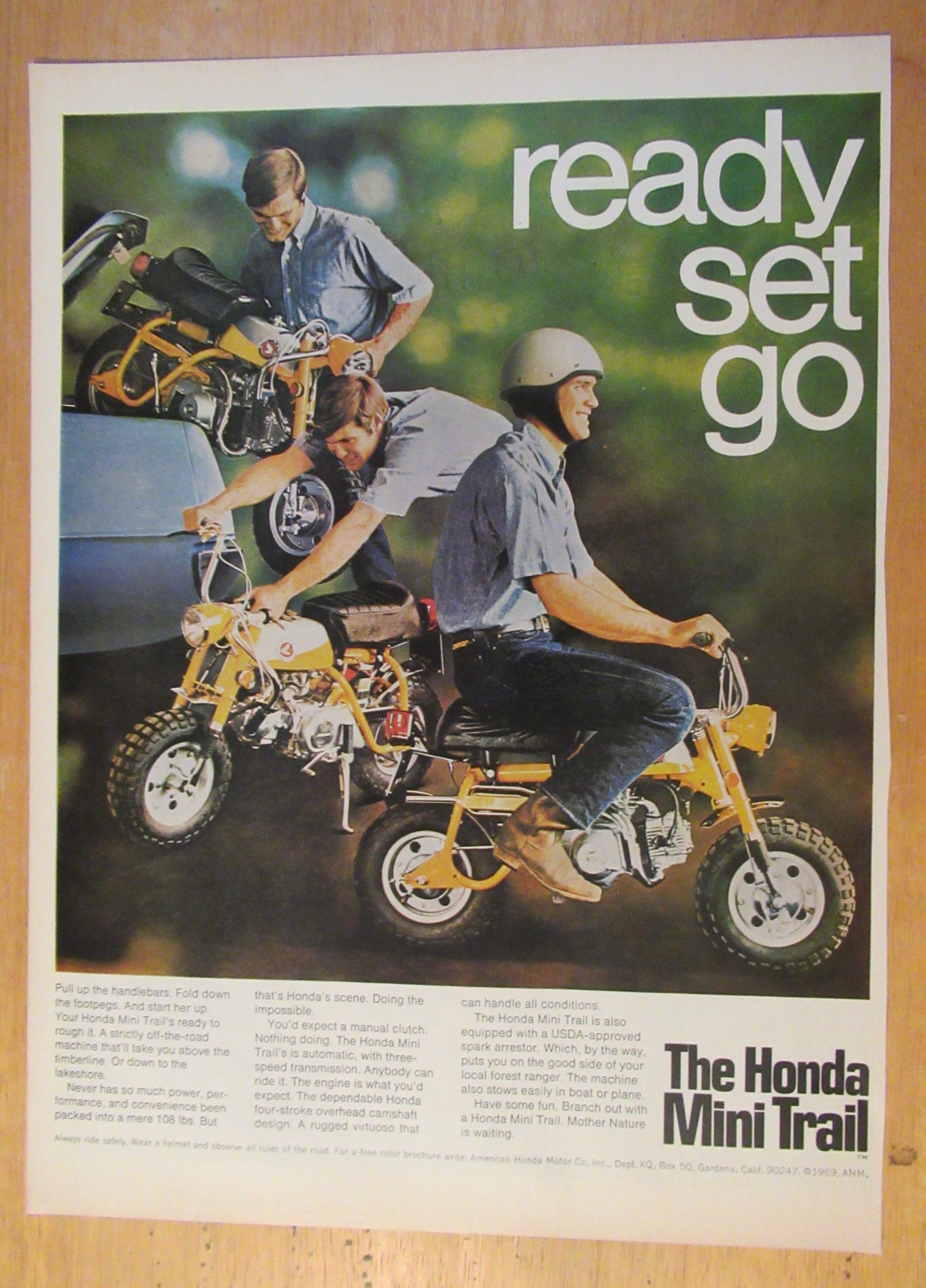 1969 Honda Mini Trail Motorcycle w/ Man on Bike