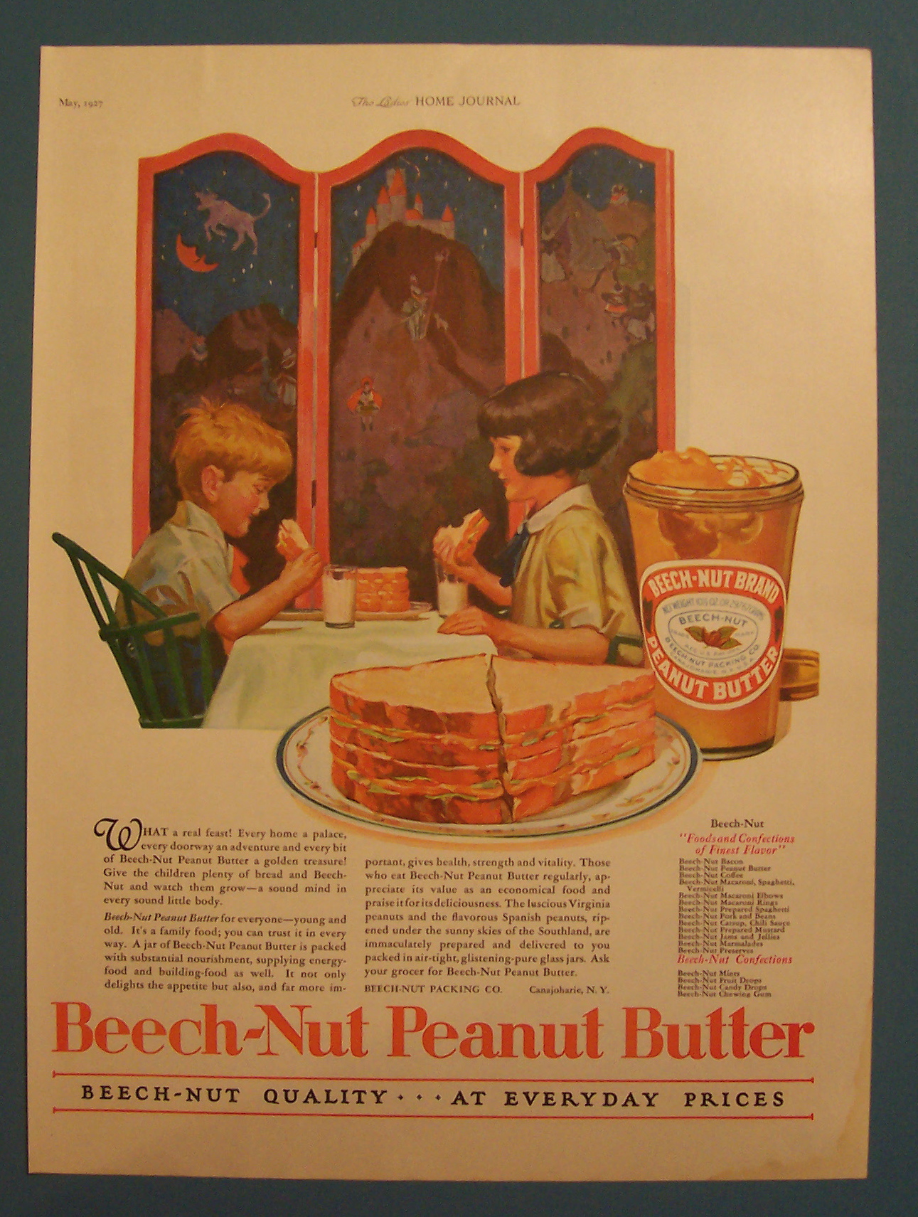 1927 Beech-Nut Peanut Butter w/Boy & Girl Eating