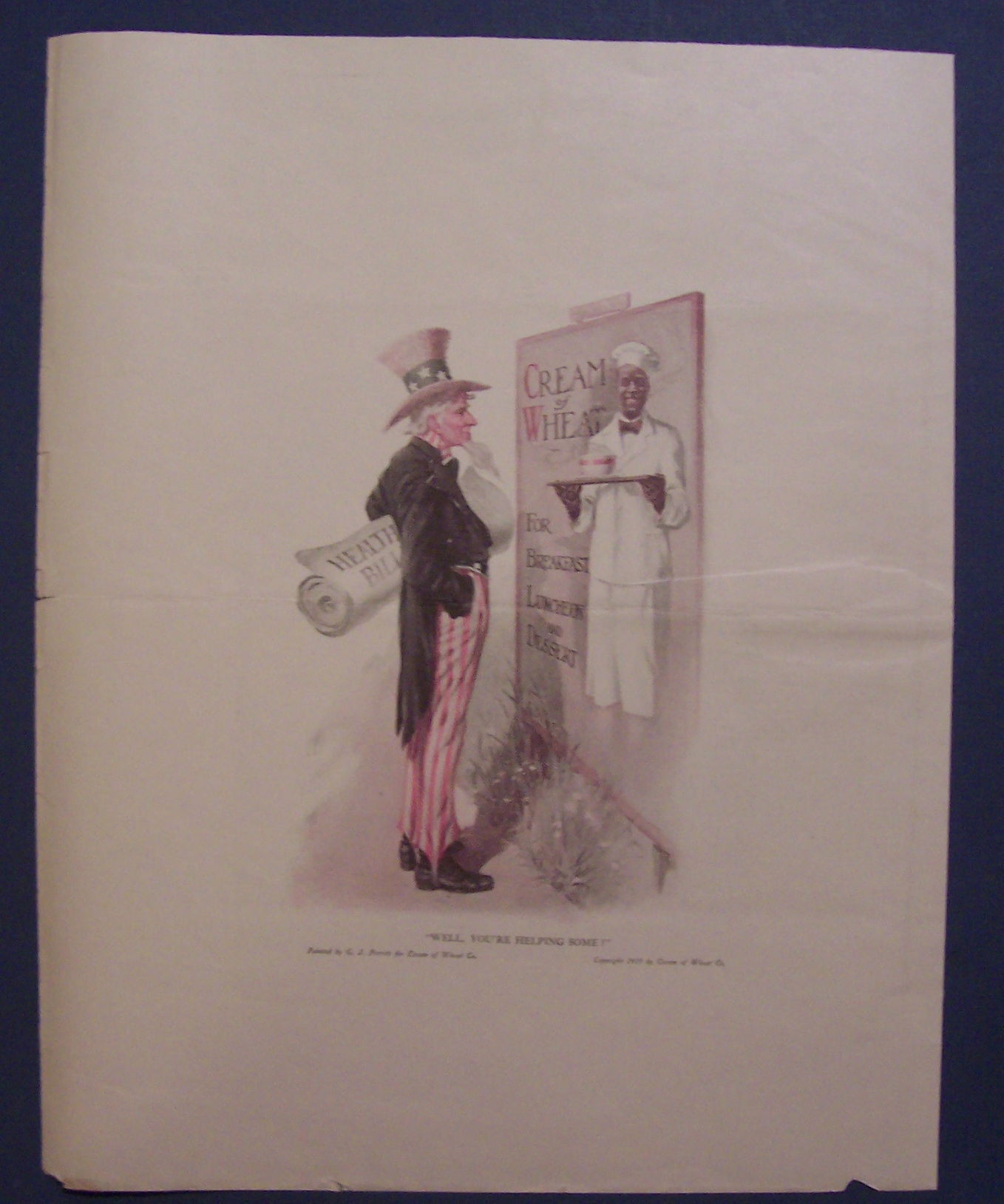 1921 Cream Of Wheat Cereal Ad with Uncle Sam