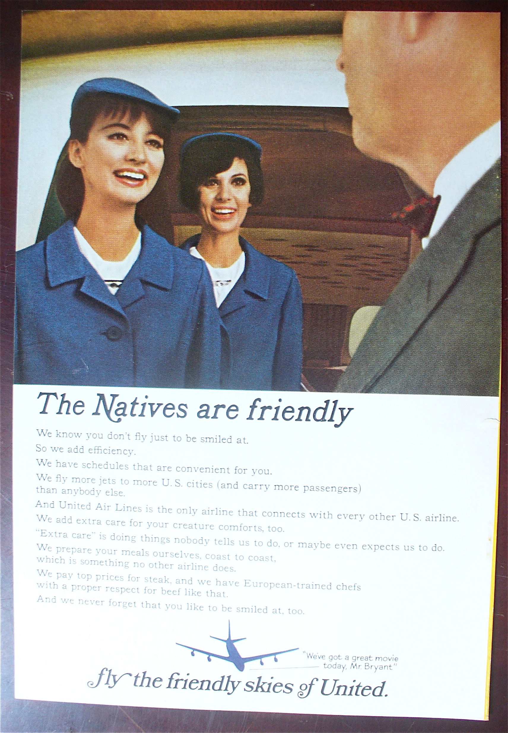 1966 United Air Lines with a Stewardess Talking to Man